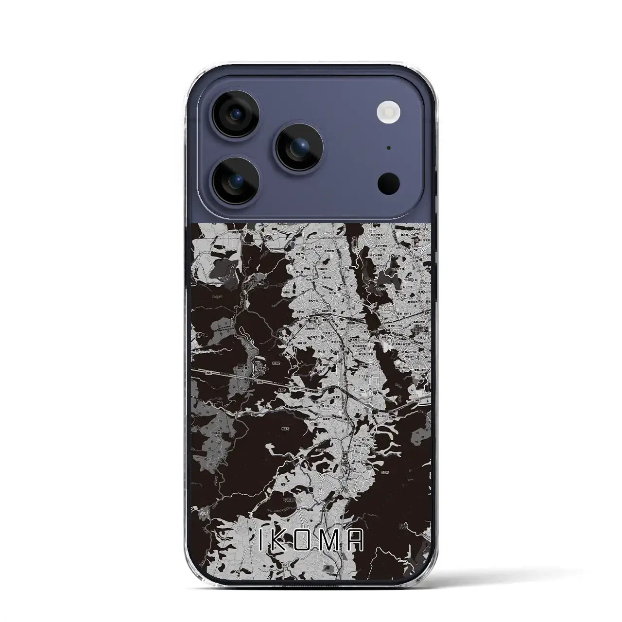 【生駒(奈良県)】地図柄iPhoneケース(クリアタイプ)モノトーン・iPhone 17 Pro Max 用