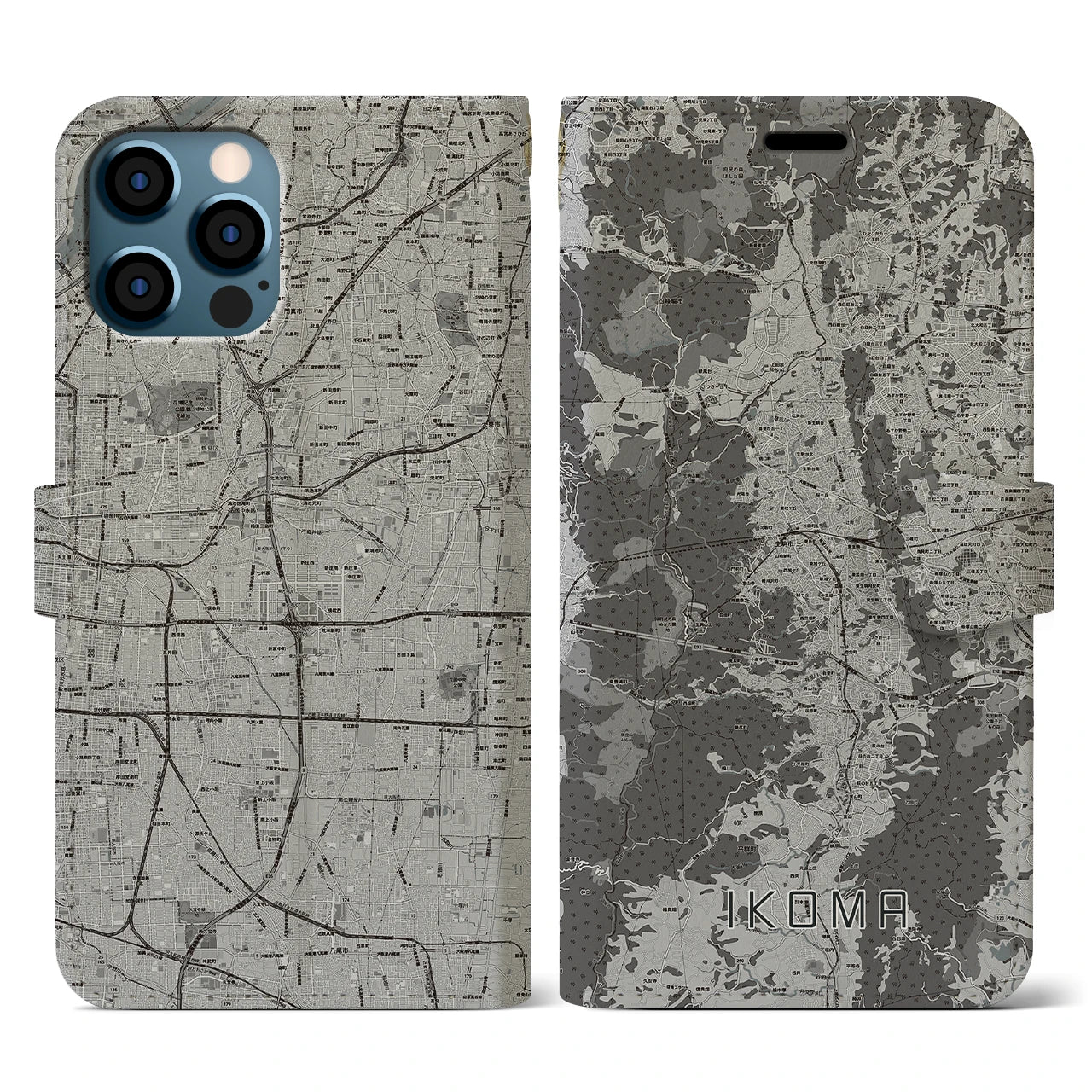 【生駒(奈良県)】地図柄iPhoneケース(手帳タイプ)