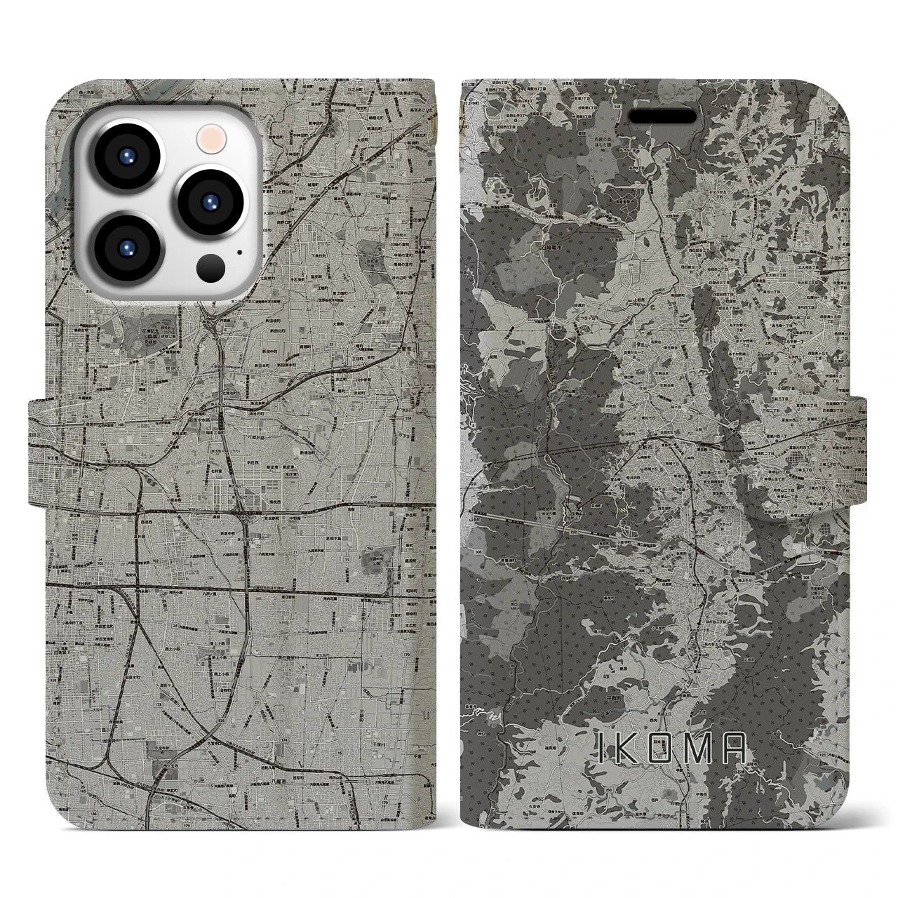 【生駒(奈良県)】地図柄iPhoneケース(手帳タイプ)