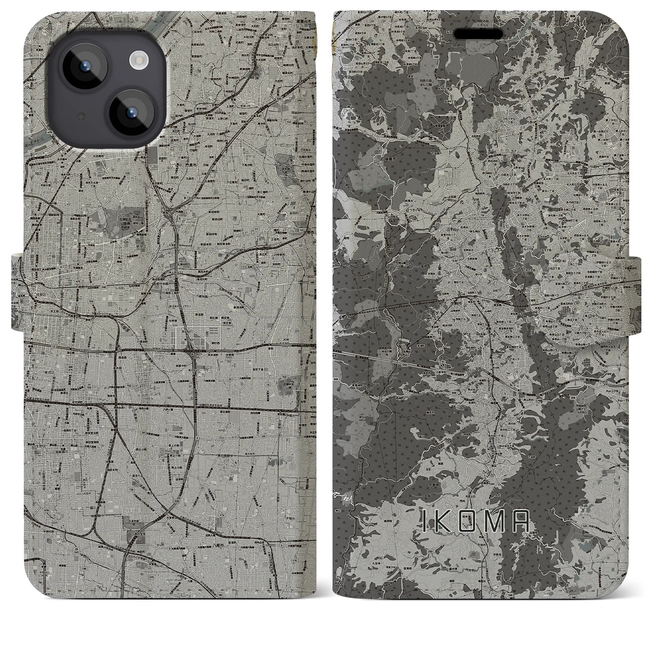 【生駒(奈良県)】地図柄iPhoneケース(手帳タイプ)