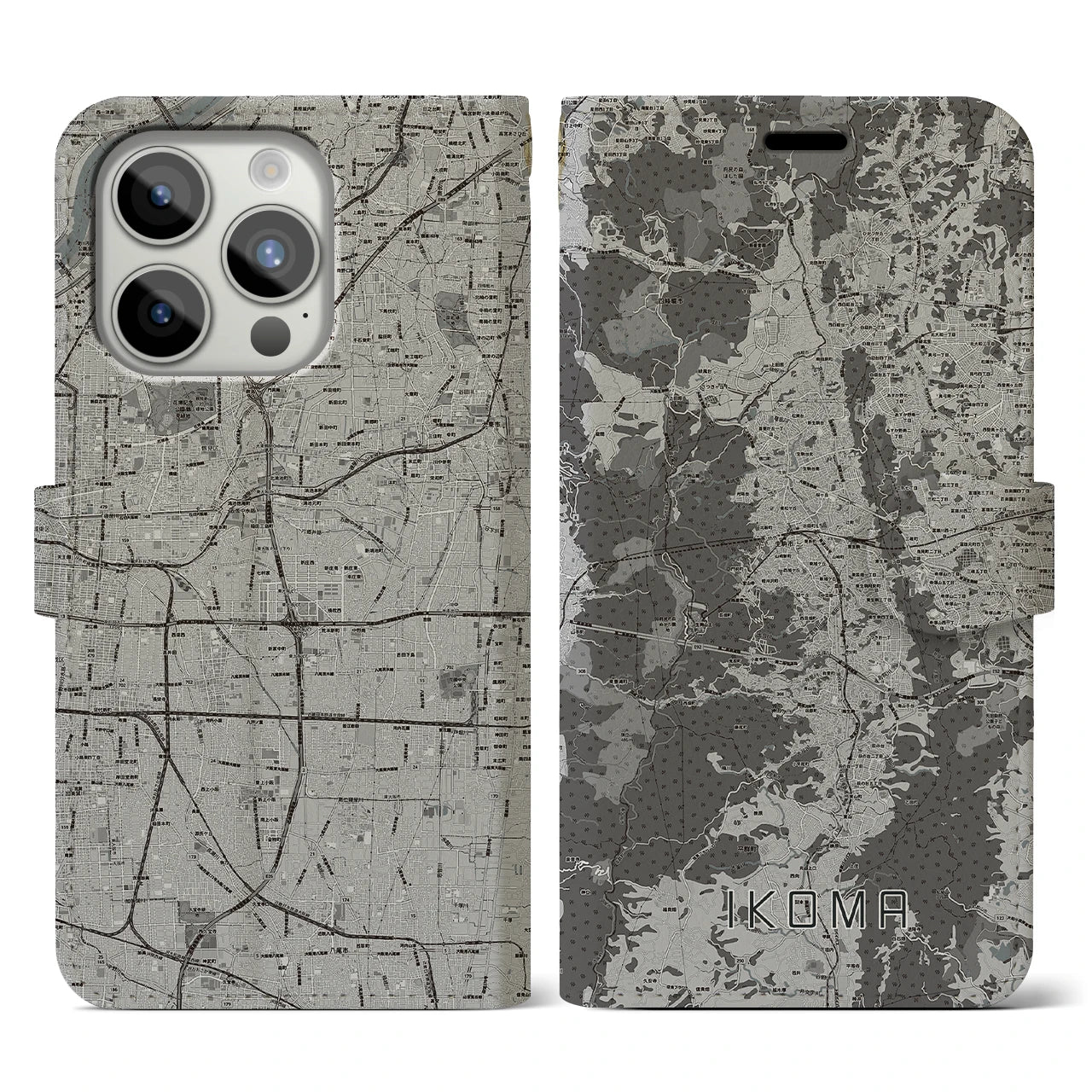 【生駒(奈良県)】地図柄iPhoneケース(手帳タイプ)