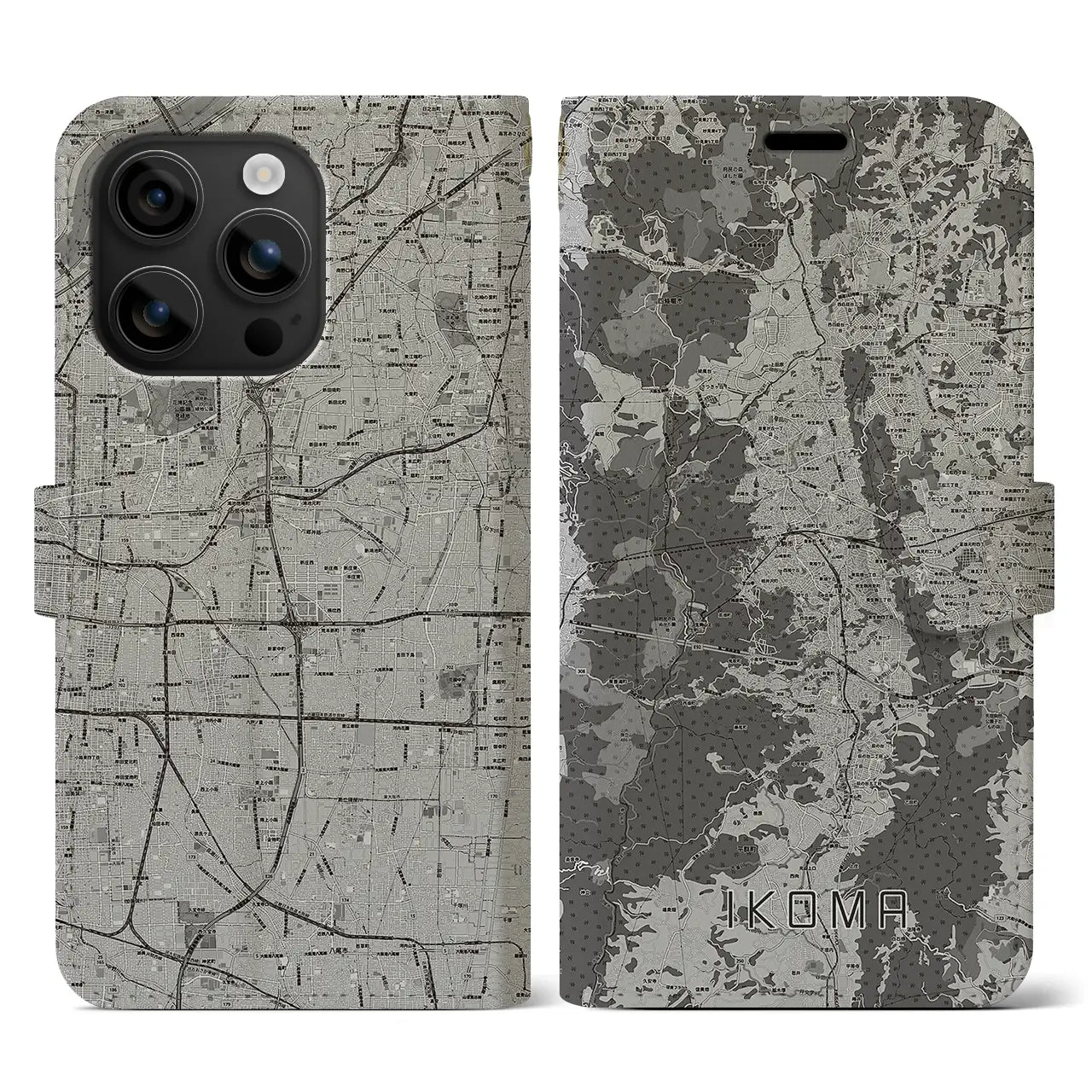 【生駒(奈良県)】地図柄iPhoneケース(手帳タイプ)