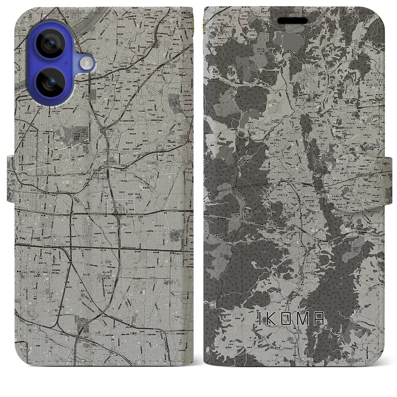 【生駒(奈良県)】地図柄iPhoneケース(手帳タイプ)