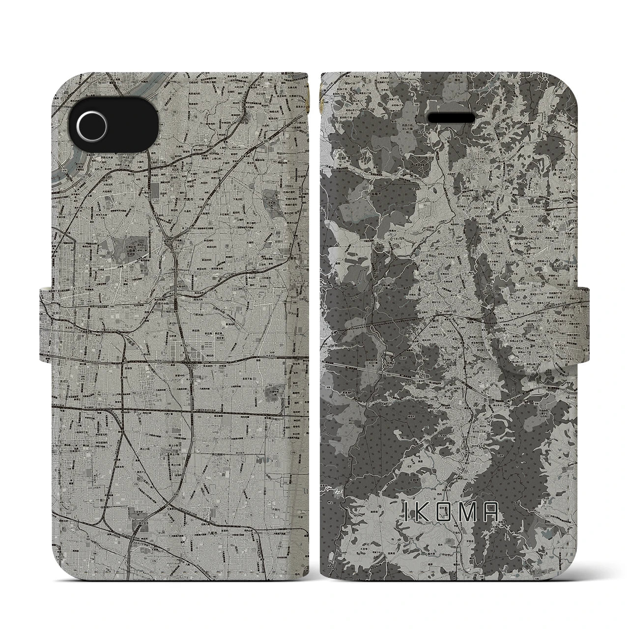 【生駒(奈良県)】地図柄iPhoneケース(手帳タイプ)