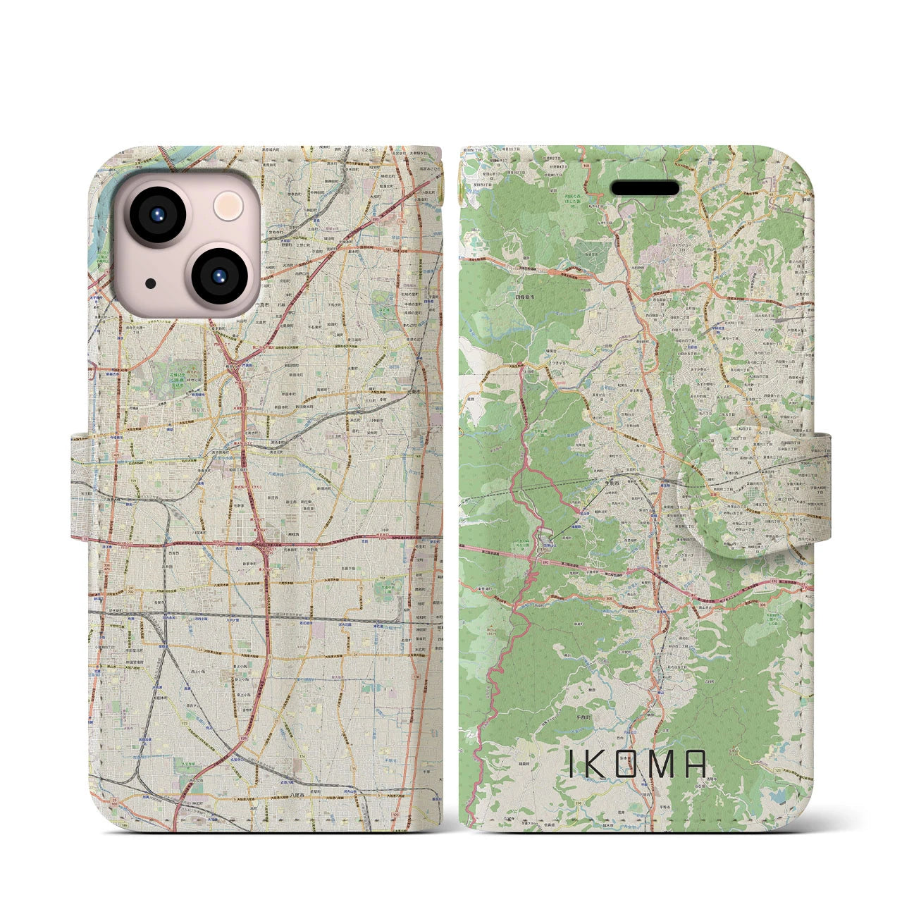 【生駒(奈良県)】地図柄iPhoneケース(手帳タイプ)