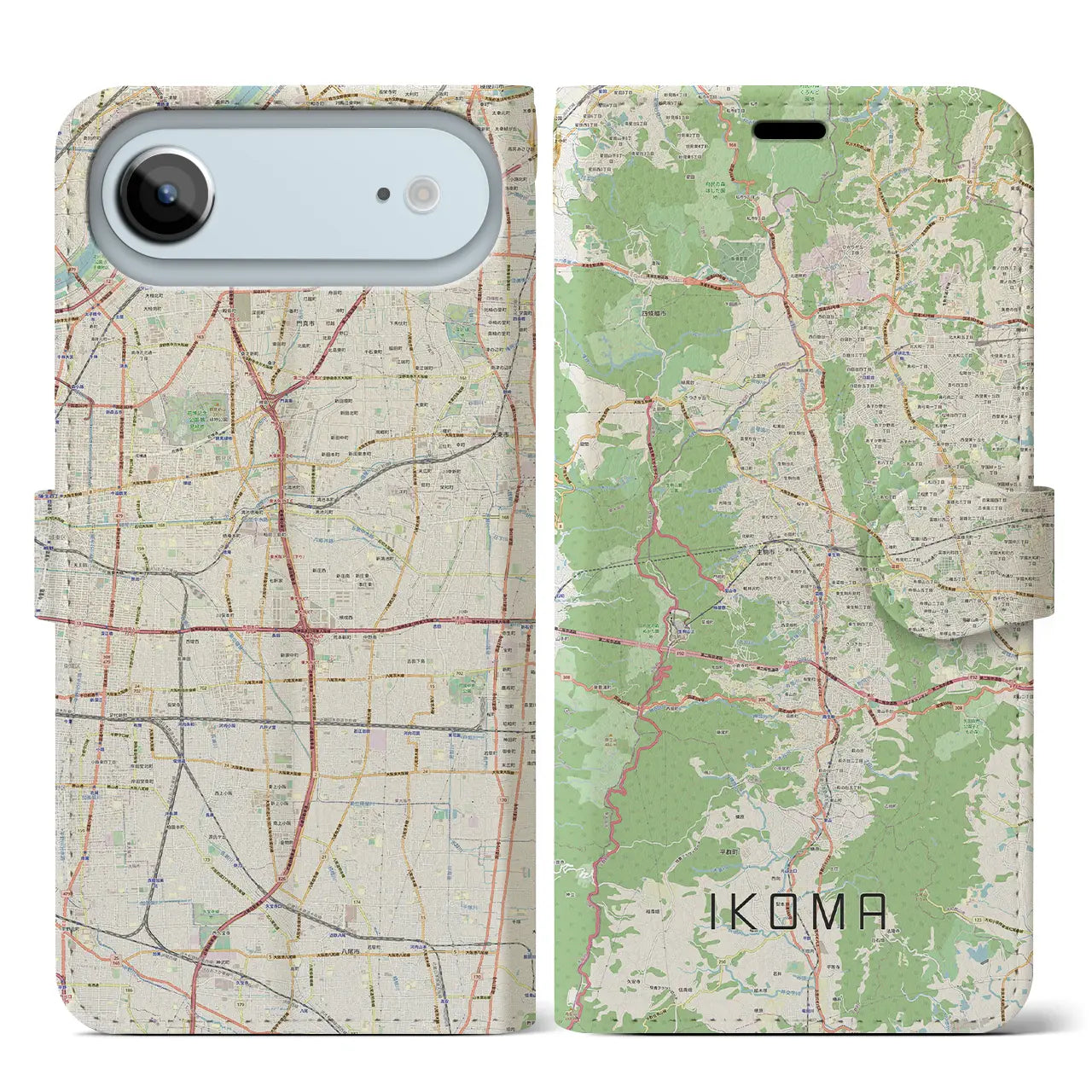 【生駒(奈良県)】地図柄iPhoneケース(手帳タイプ)