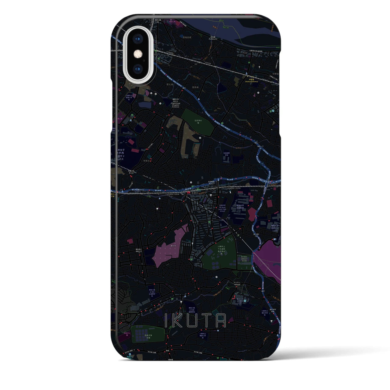 【生田(神奈川県)】地図柄iPhoneケース(バックカバータイプ)