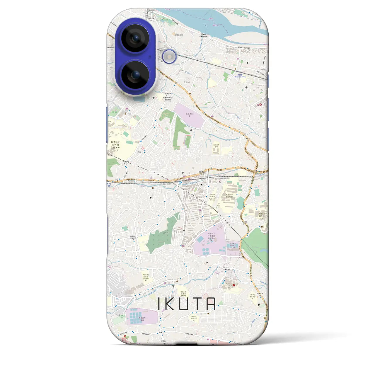 【生田(神奈川県)】地図柄iPhoneケース(バックカバータイプ)ブラック・iPhone 16 Pro Max 用