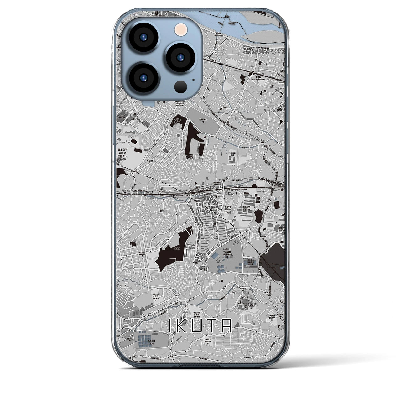 【生田(神奈川県)】地図柄iPhoneケース(クリアタイプ)