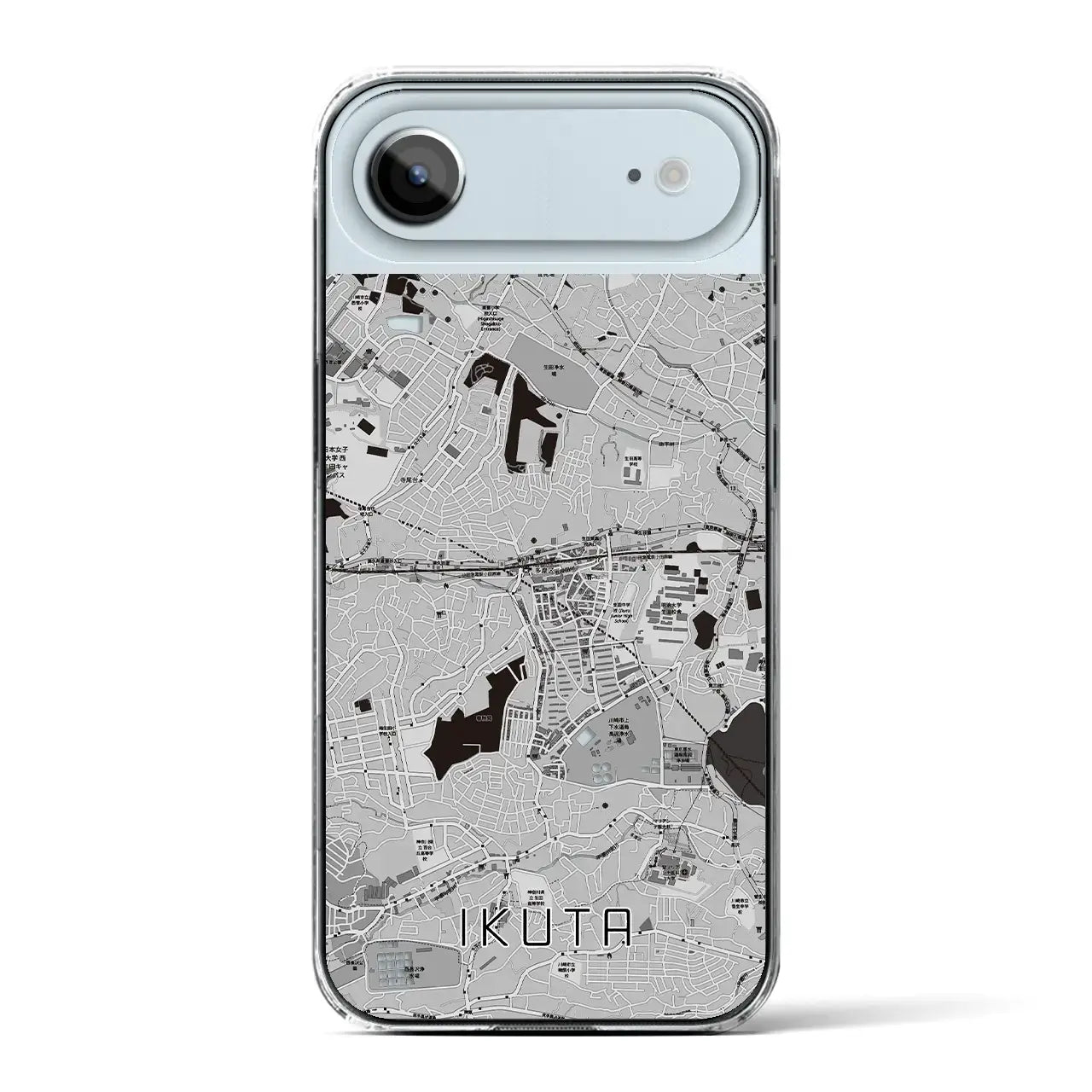 【生田(神奈川県)】地図柄iPhoneケース(クリアタイプ)モノトーン・iPhone 17 Pro Max 用