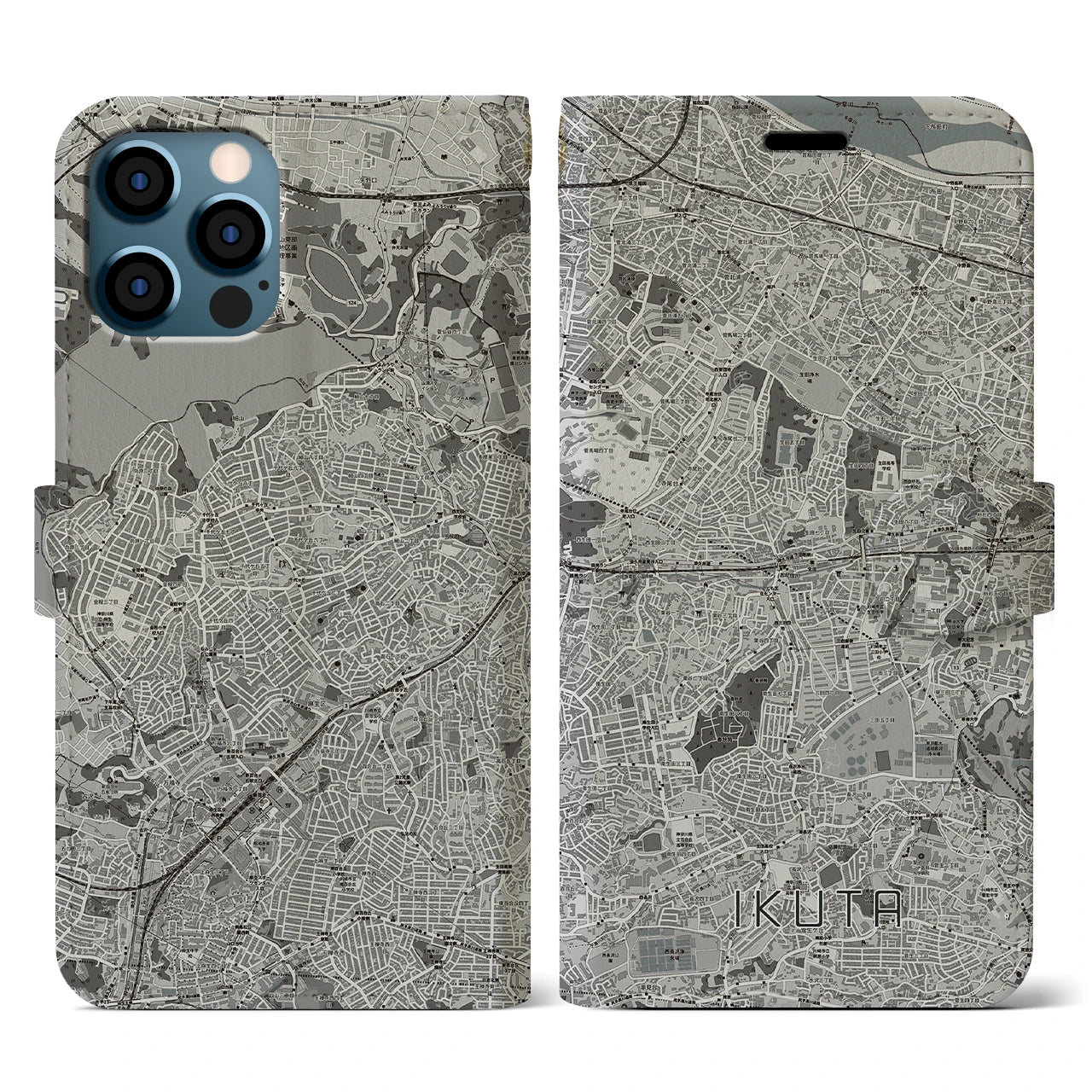 【生田(神奈川県)】地図柄iPhoneケース(手帳タイプ)