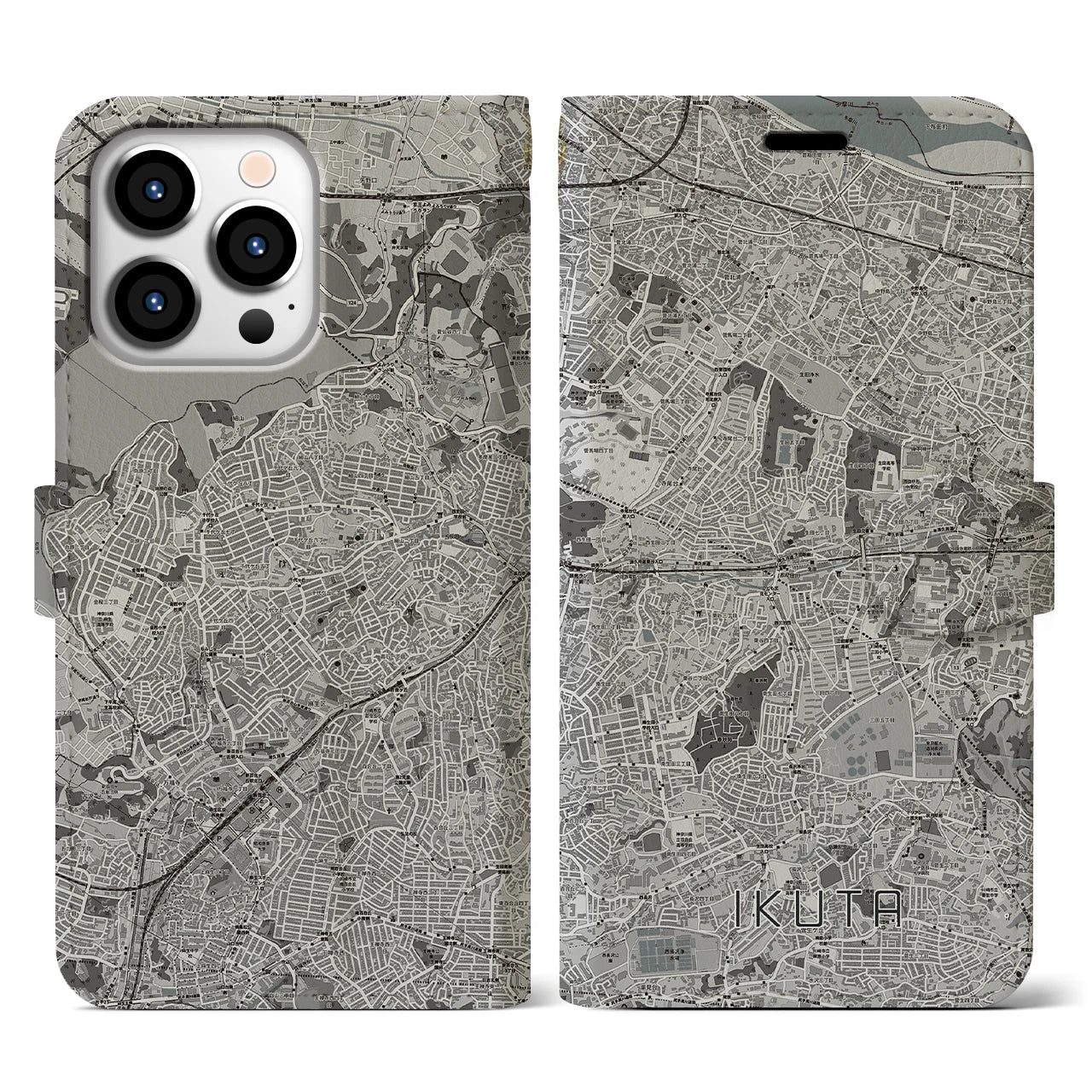 【生田(神奈川県)】地図柄iPhoneケース(手帳タイプ)