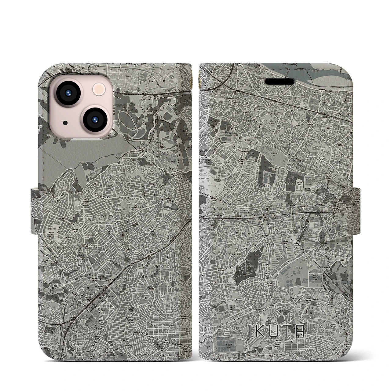 【生田(神奈川県)】地図柄iPhoneケース(手帳タイプ)