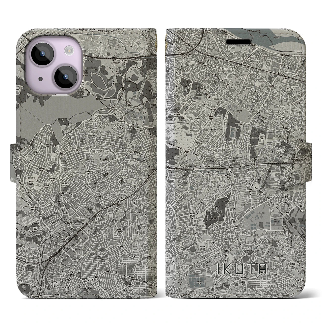 【生田(神奈川県)】地図柄iPhoneケース(手帳タイプ)