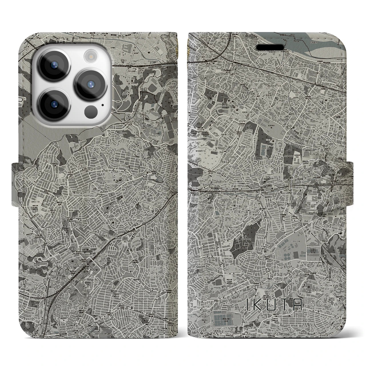 【生田(神奈川県)】地図柄iPhoneケース(手帳タイプ)