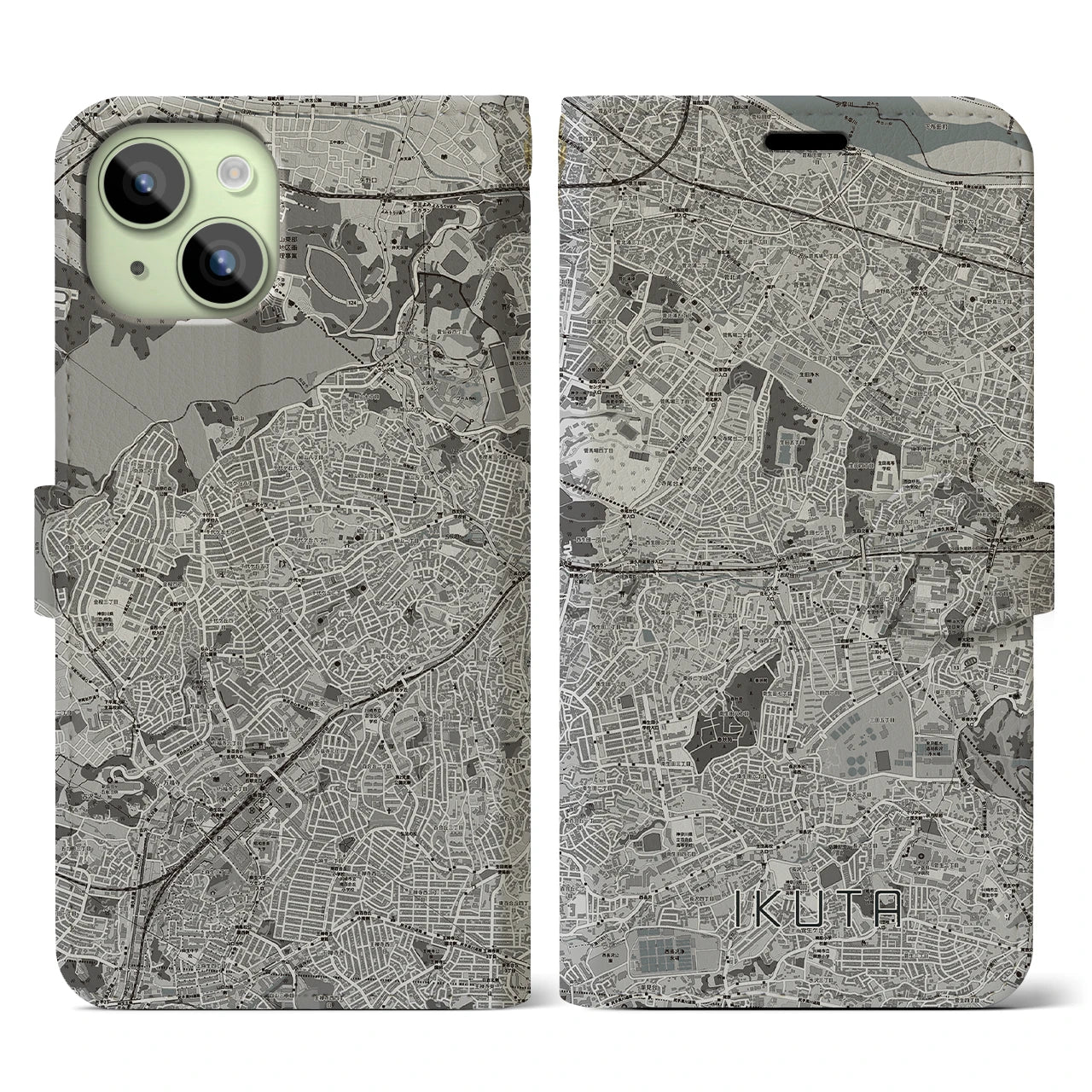 【生田(神奈川県)】地図柄iPhoneケース(手帳タイプ)