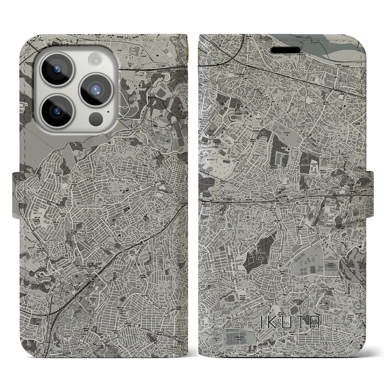 【生田(神奈川県)】地図柄iPhoneケース(手帳タイプ)