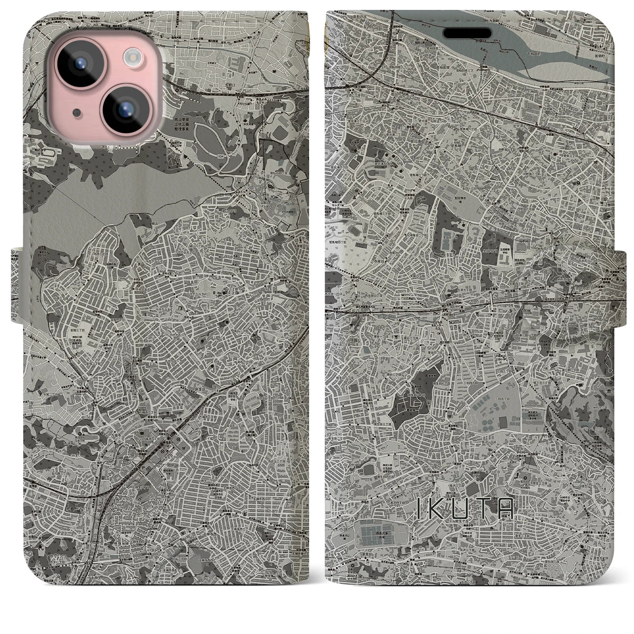 【生田(神奈川県)】地図柄iPhoneケース(手帳タイプ)