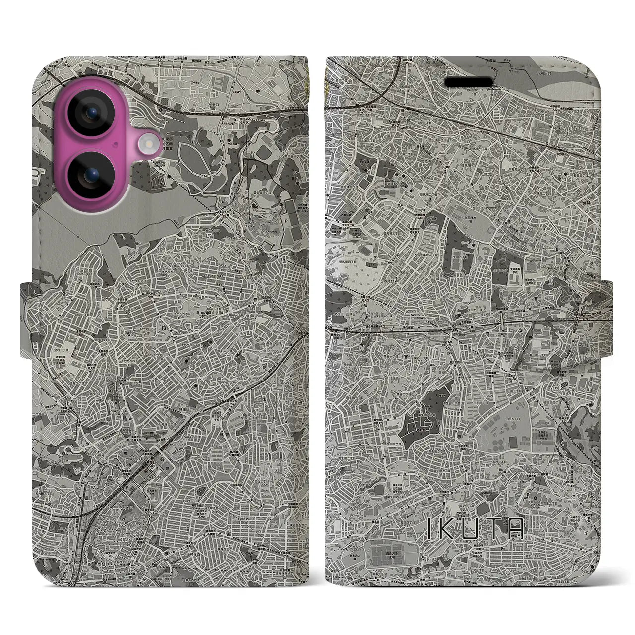 【生田(神奈川県)】地図柄iPhoneケース(手帳タイプ)