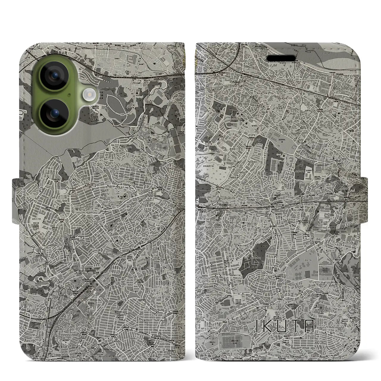 【生田(神奈川県)】地図柄iPhoneケース(手帳タイプ)