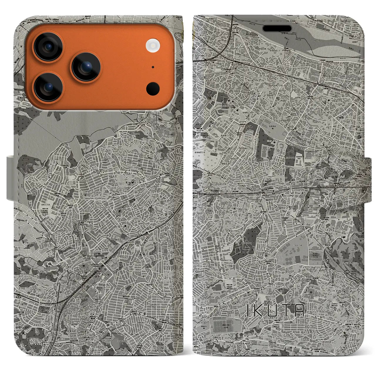 【生田(神奈川県)】地図柄iPhoneケース(手帳タイプ)