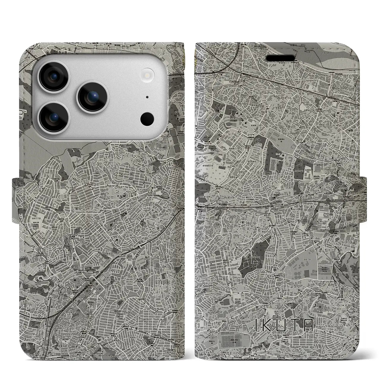 【生田(神奈川県)】地図柄iPhoneケース(手帳タイプ)