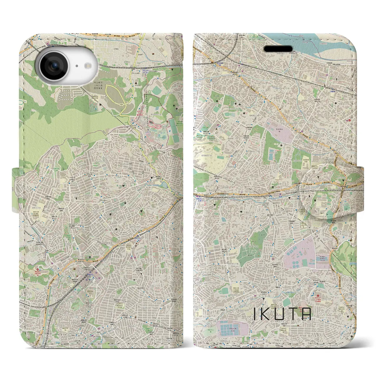 【生田(神奈川県)】地図柄iPhoneケース(手帳タイプ)