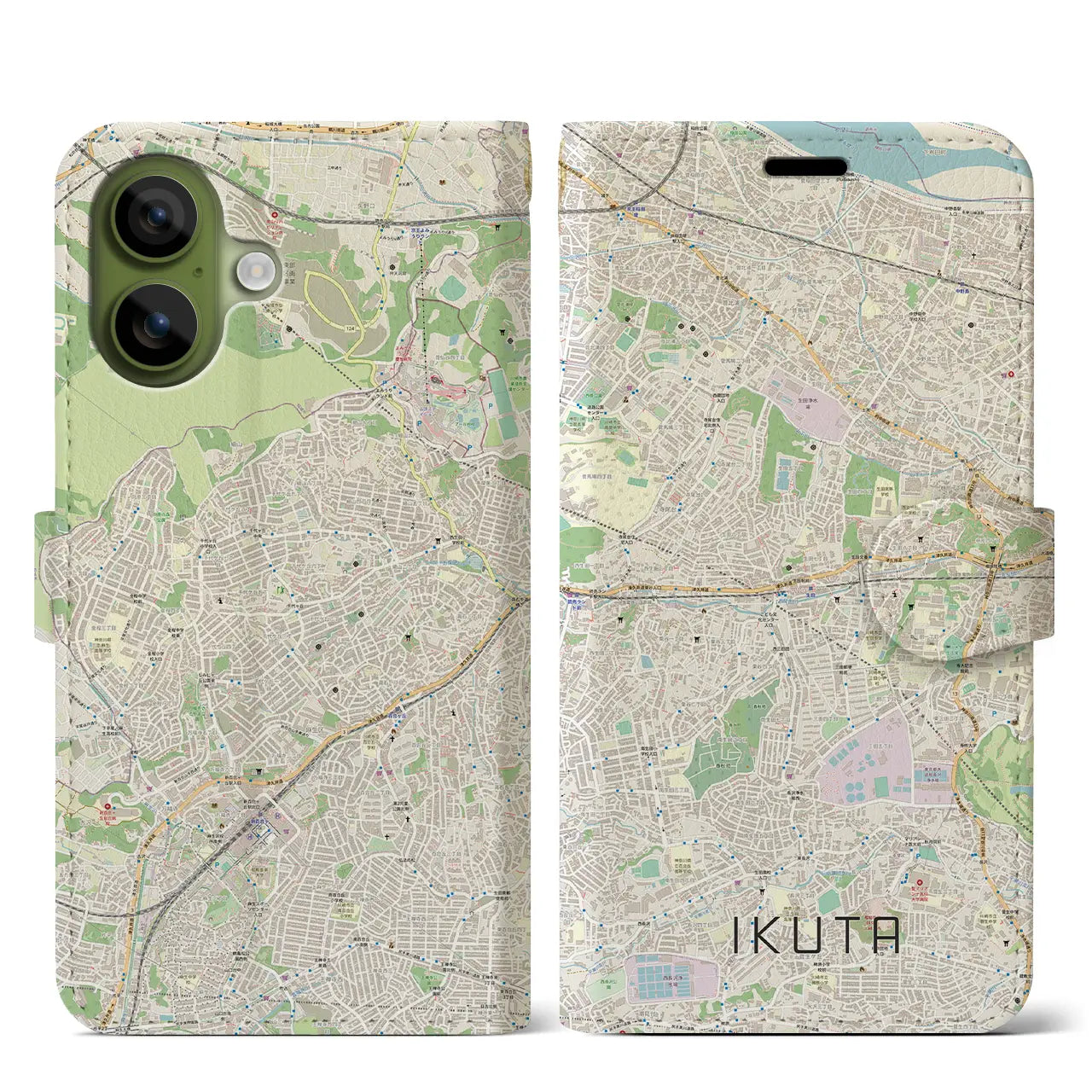 【生田(神奈川県)】地図柄iPhoneケース(手帳タイプ)