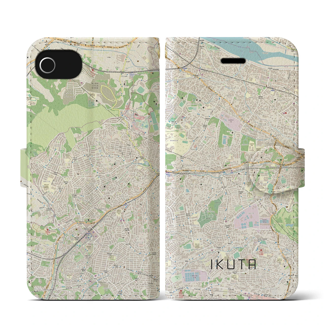 【生田(神奈川県)】地図柄iPhoneケース(手帳タイプ)