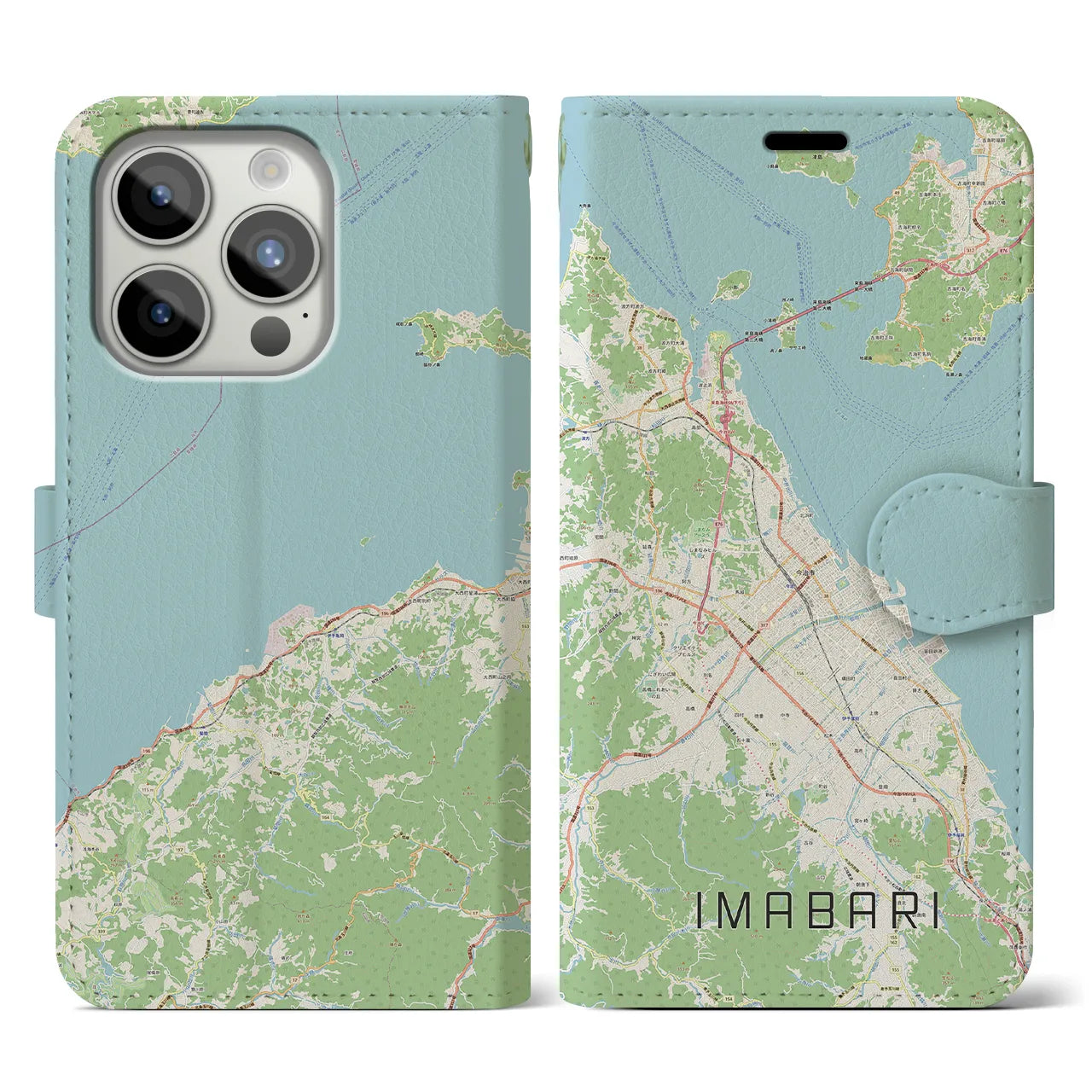 【今治2(愛媛県)】地図柄iPhoneケース(手帳タイプ)