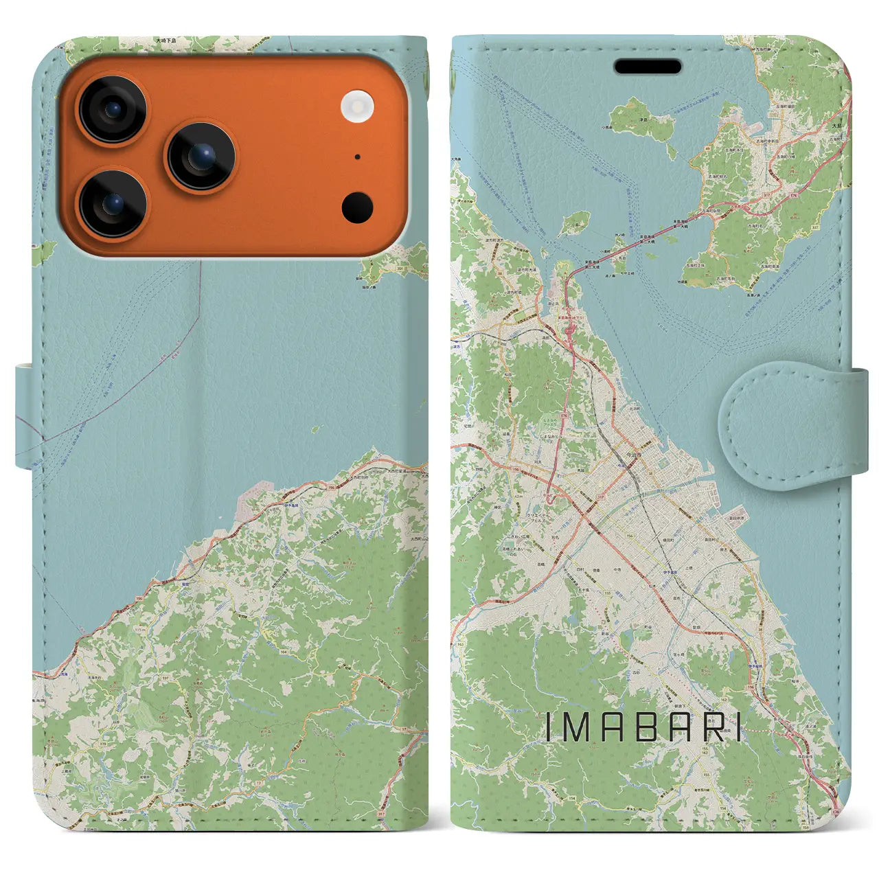 【今治2(愛媛県)】地図柄iPhoneケース(手帳タイプ)