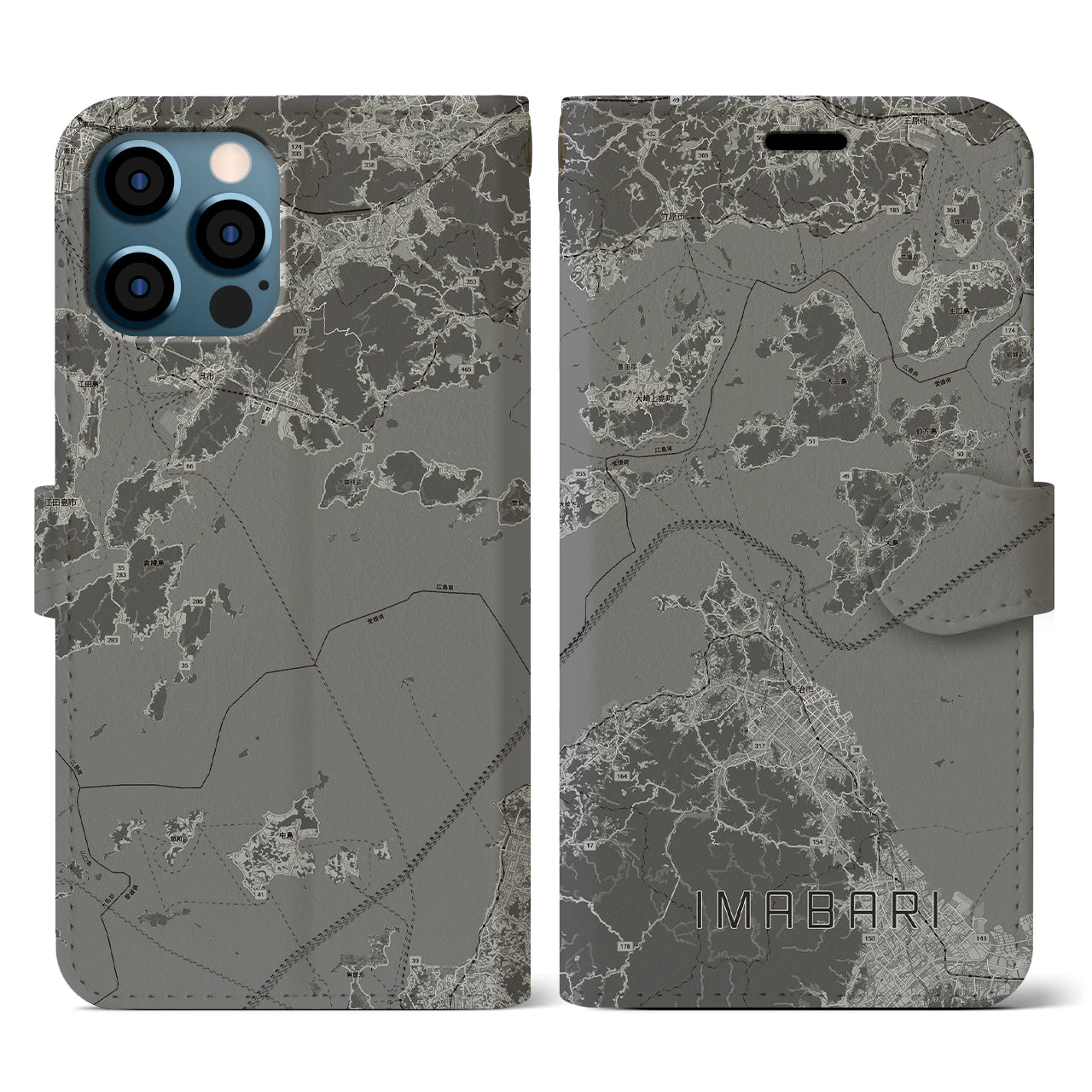 【今治3(愛媛県)】地図柄iPhoneケース(手帳タイプ)