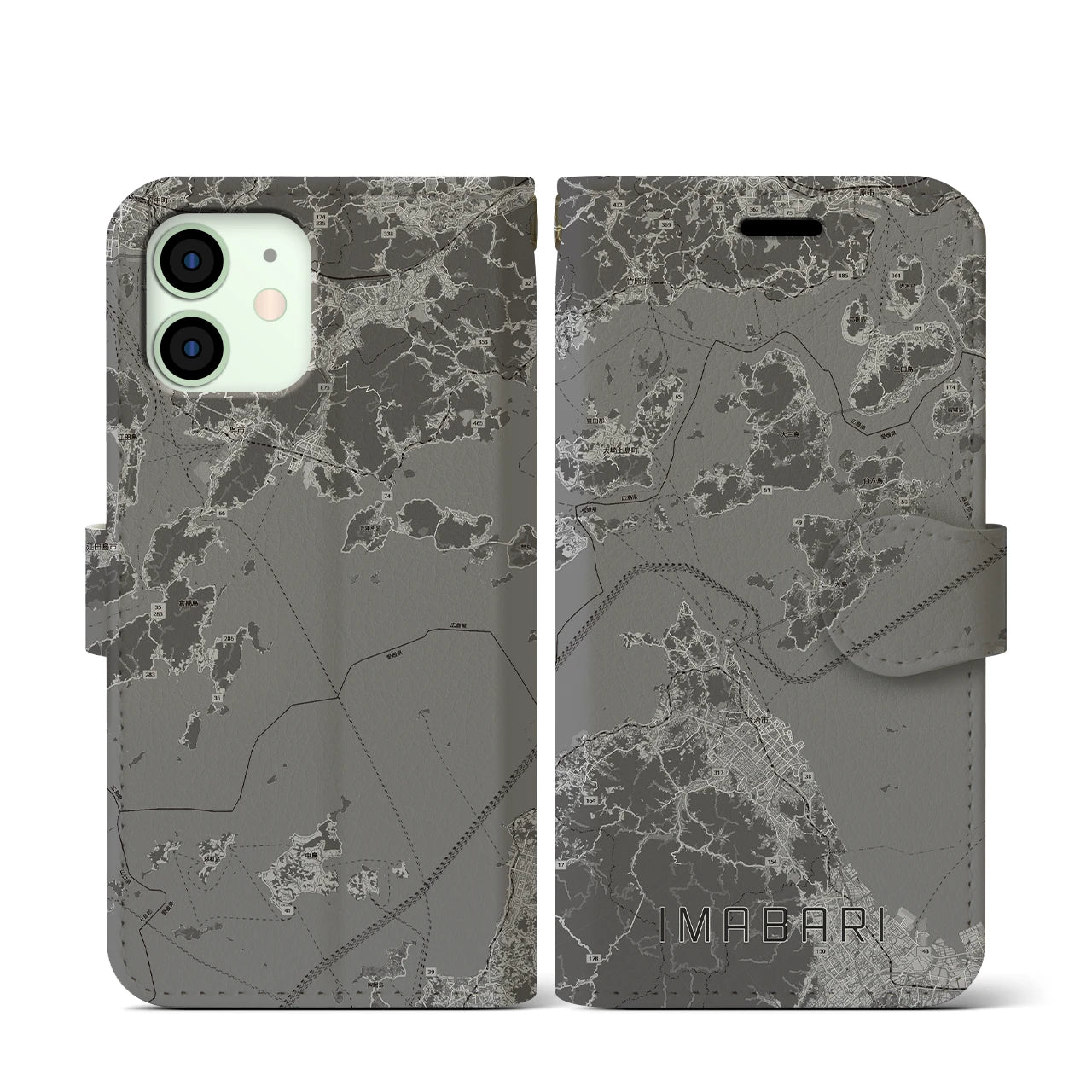 【今治3(愛媛県)】地図柄iPhoneケース(手帳タイプ)