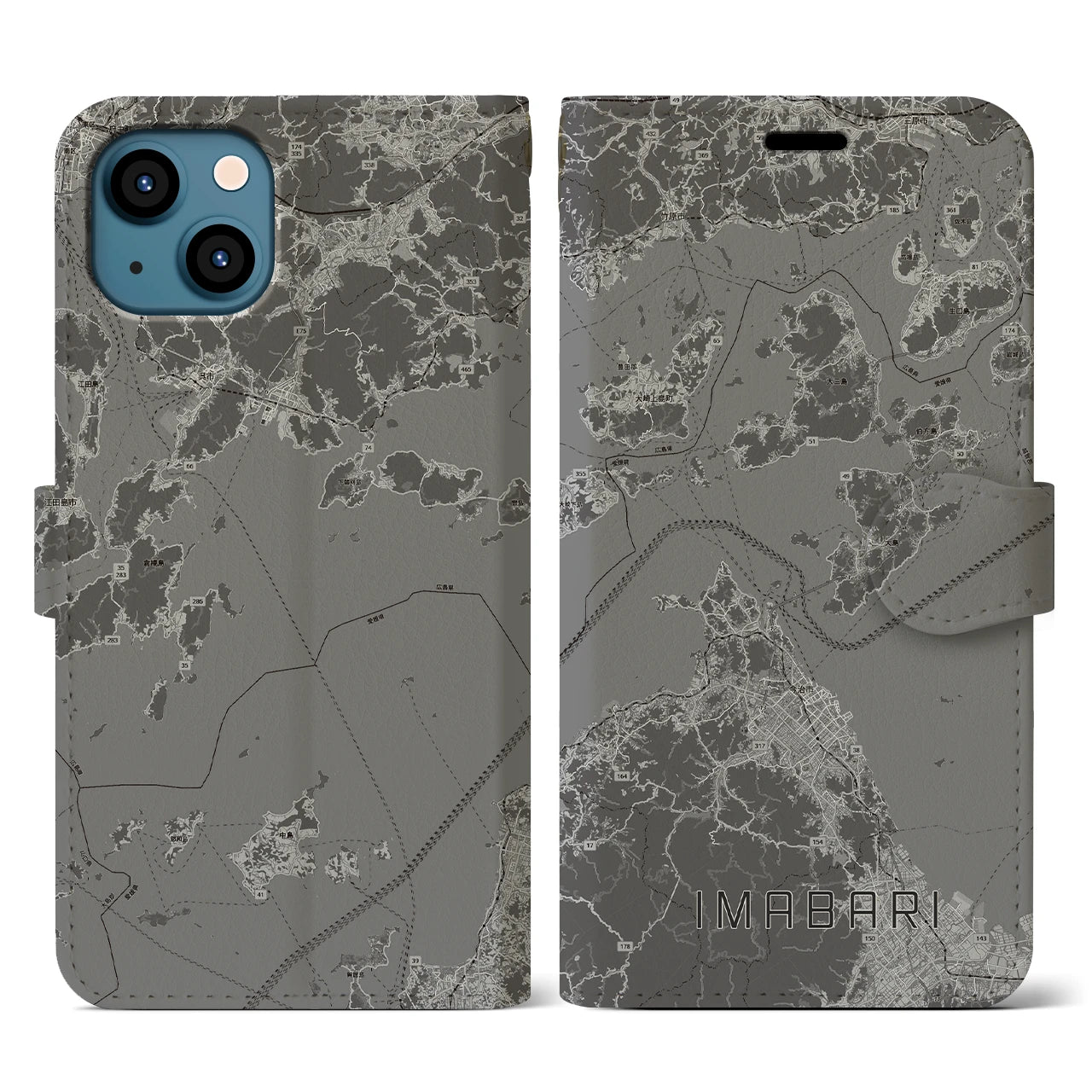 【今治3(愛媛県)】地図柄iPhoneケース(手帳タイプ)