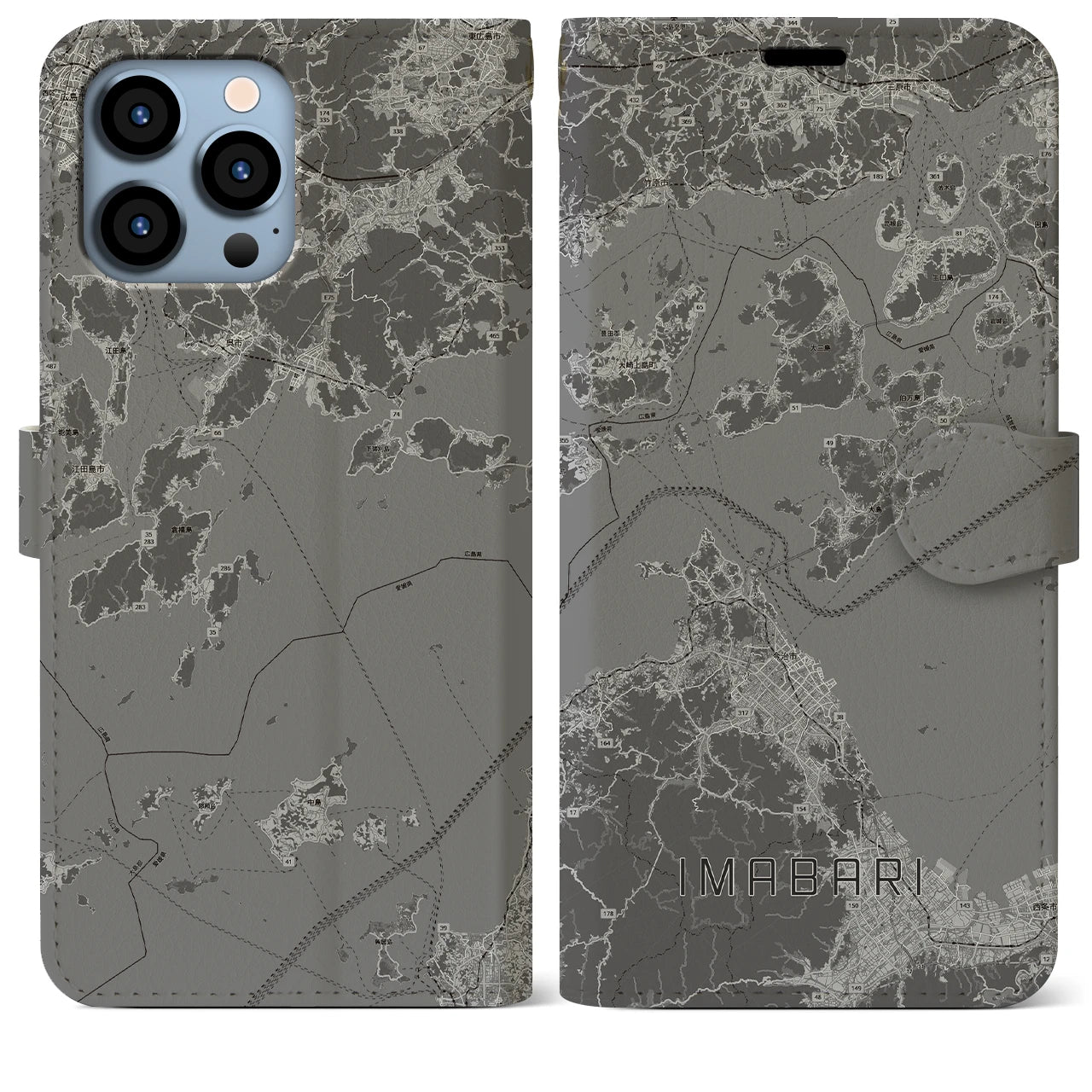 【今治3(愛媛県)】地図柄iPhoneケース(手帳タイプ)