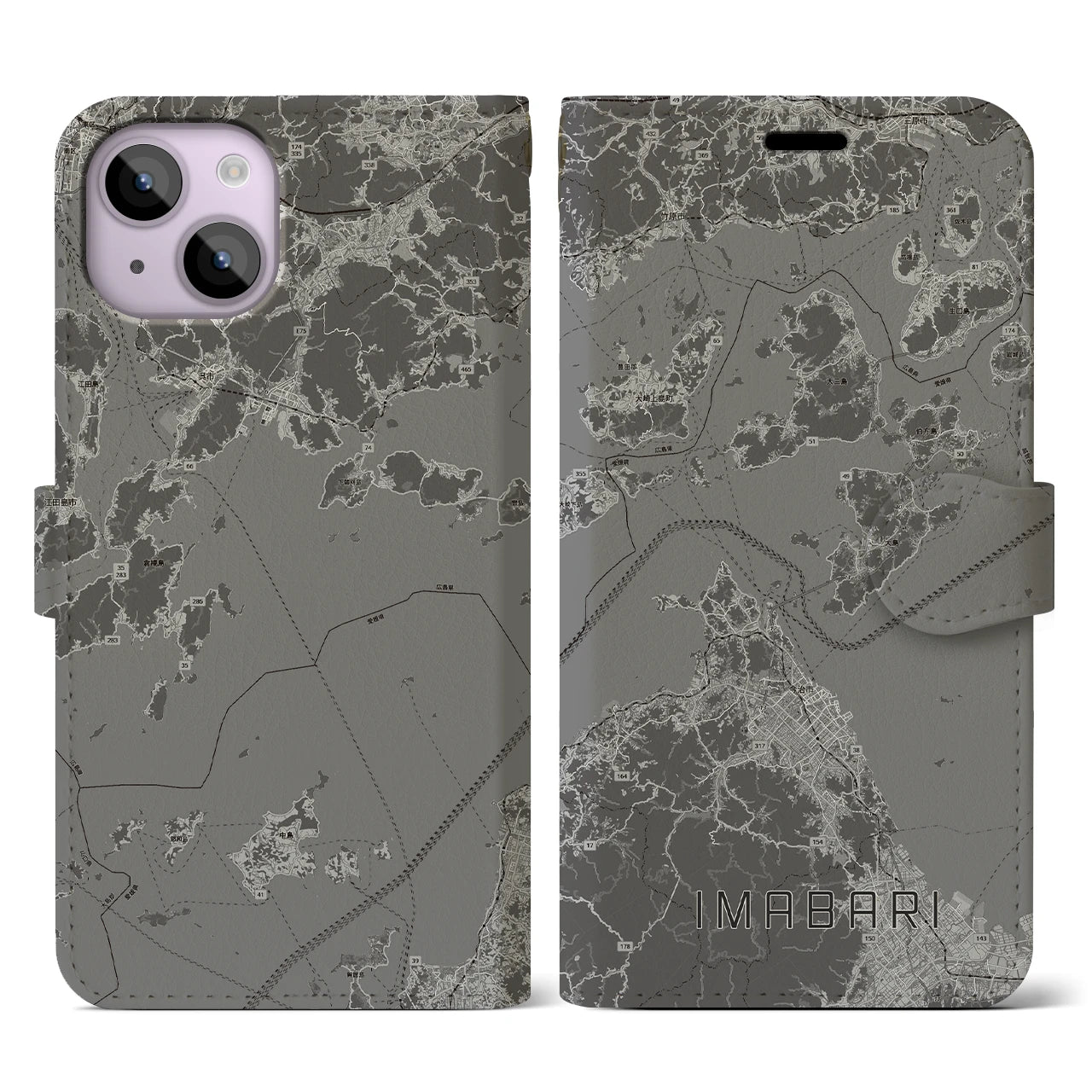 【今治3(愛媛県)】地図柄iPhoneケース(手帳タイプ)