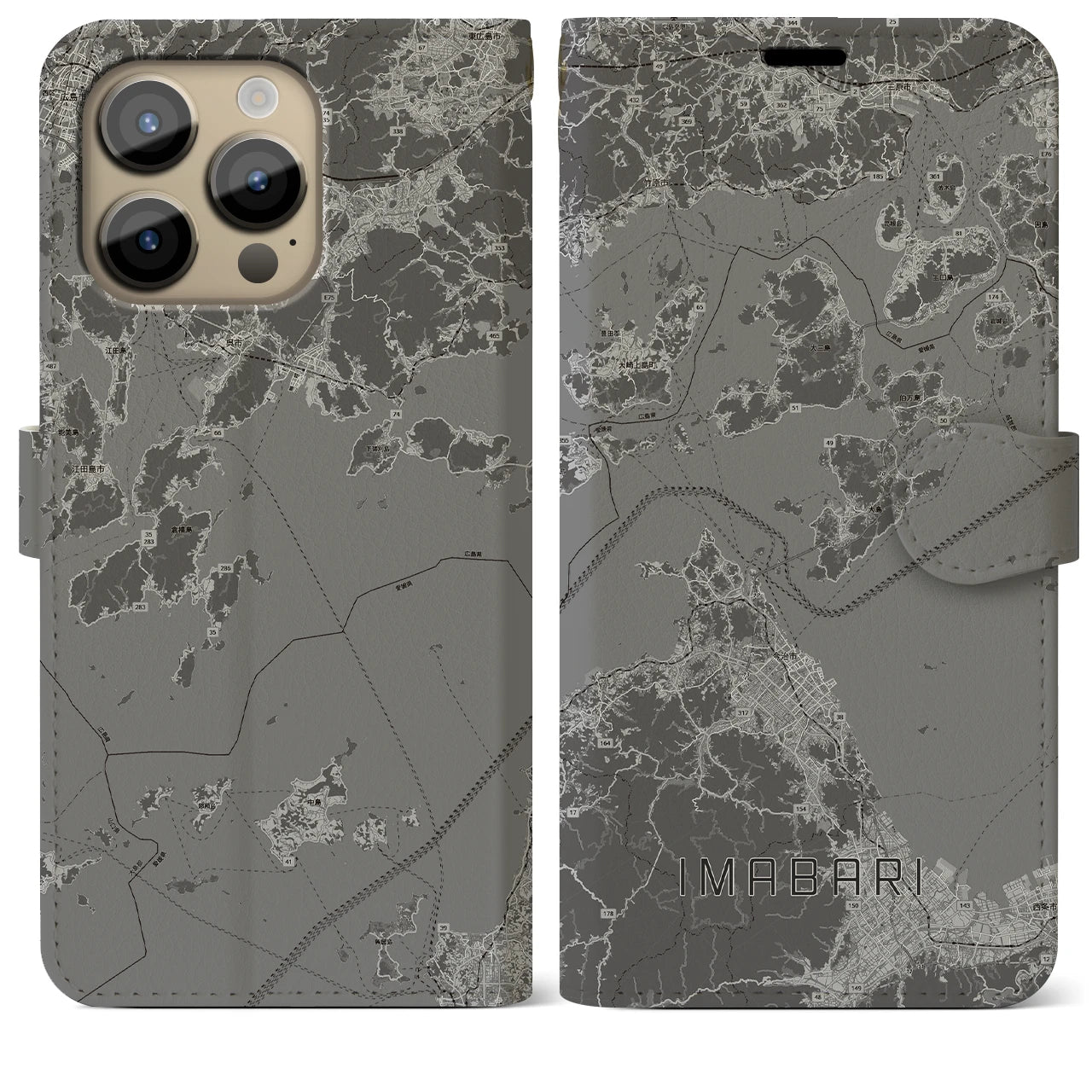 【今治3(愛媛県)】地図柄iPhoneケース(手帳タイプ)