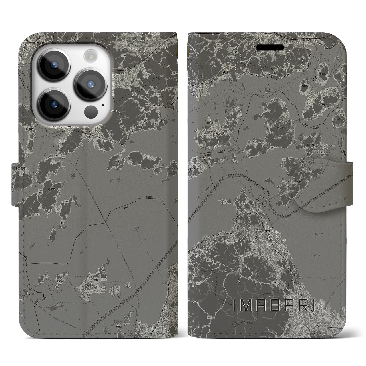 【今治3(愛媛県)】地図柄iPhoneケース(手帳タイプ)