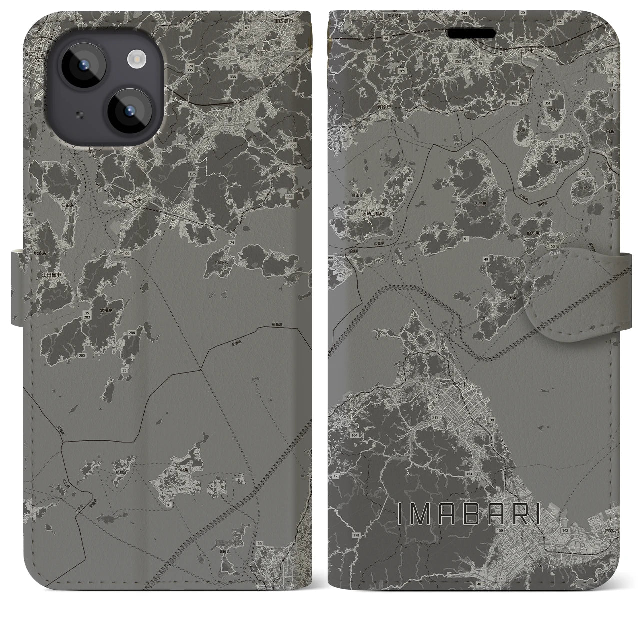 【今治3(愛媛県)】地図柄iPhoneケース(手帳タイプ)