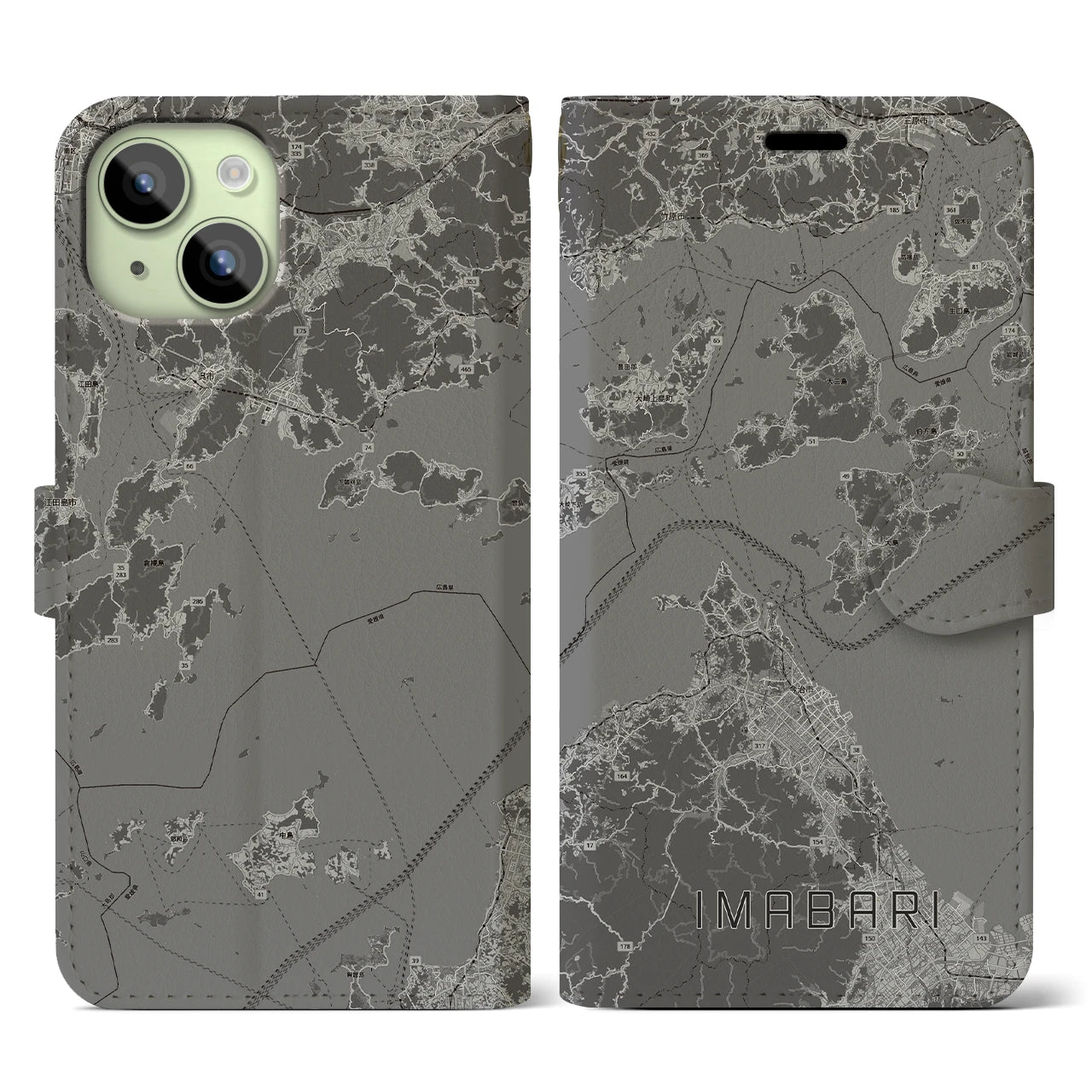 【今治3(愛媛県)】地図柄iPhoneケース(手帳タイプ)