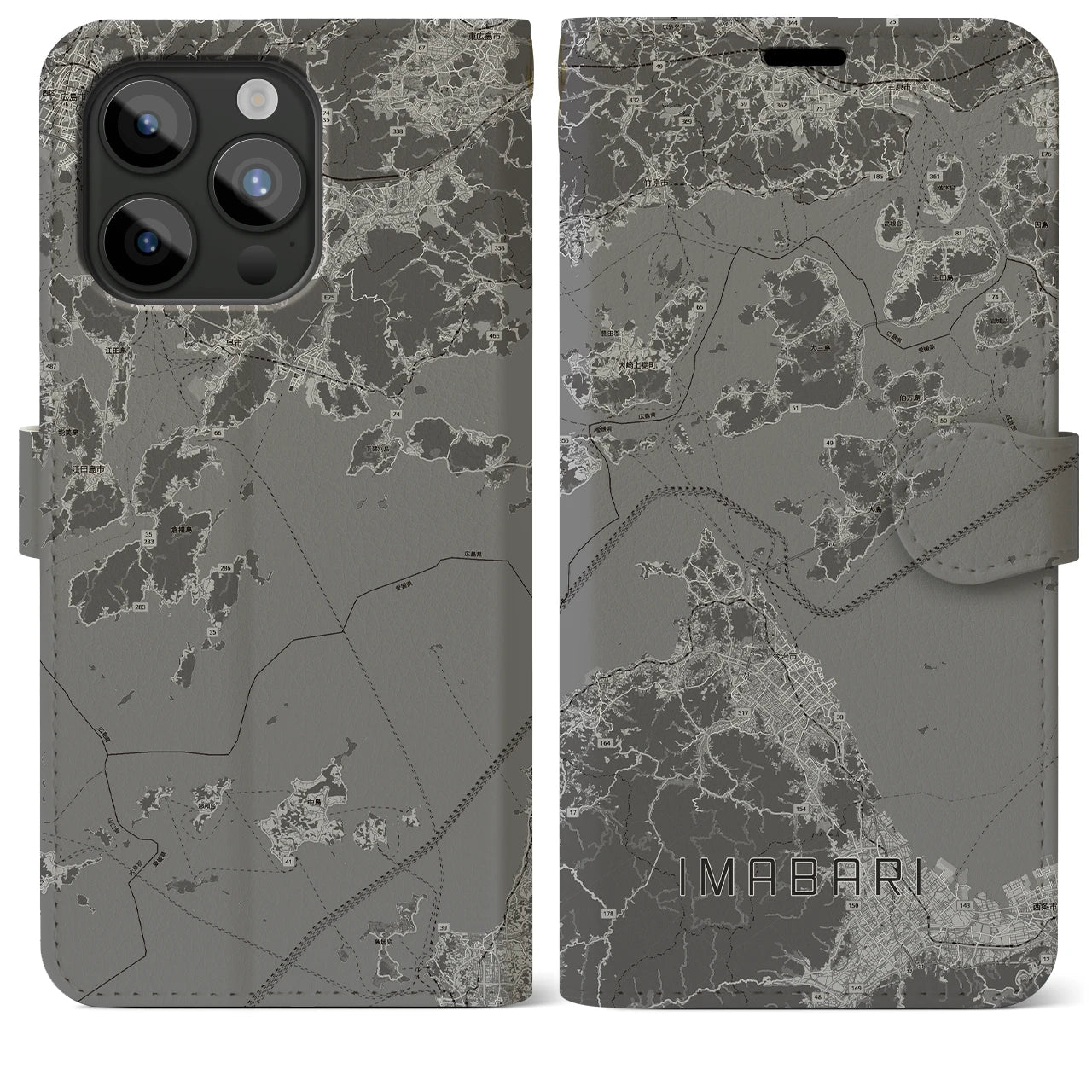 【今治3(愛媛県)】地図柄iPhoneケース(手帳タイプ)