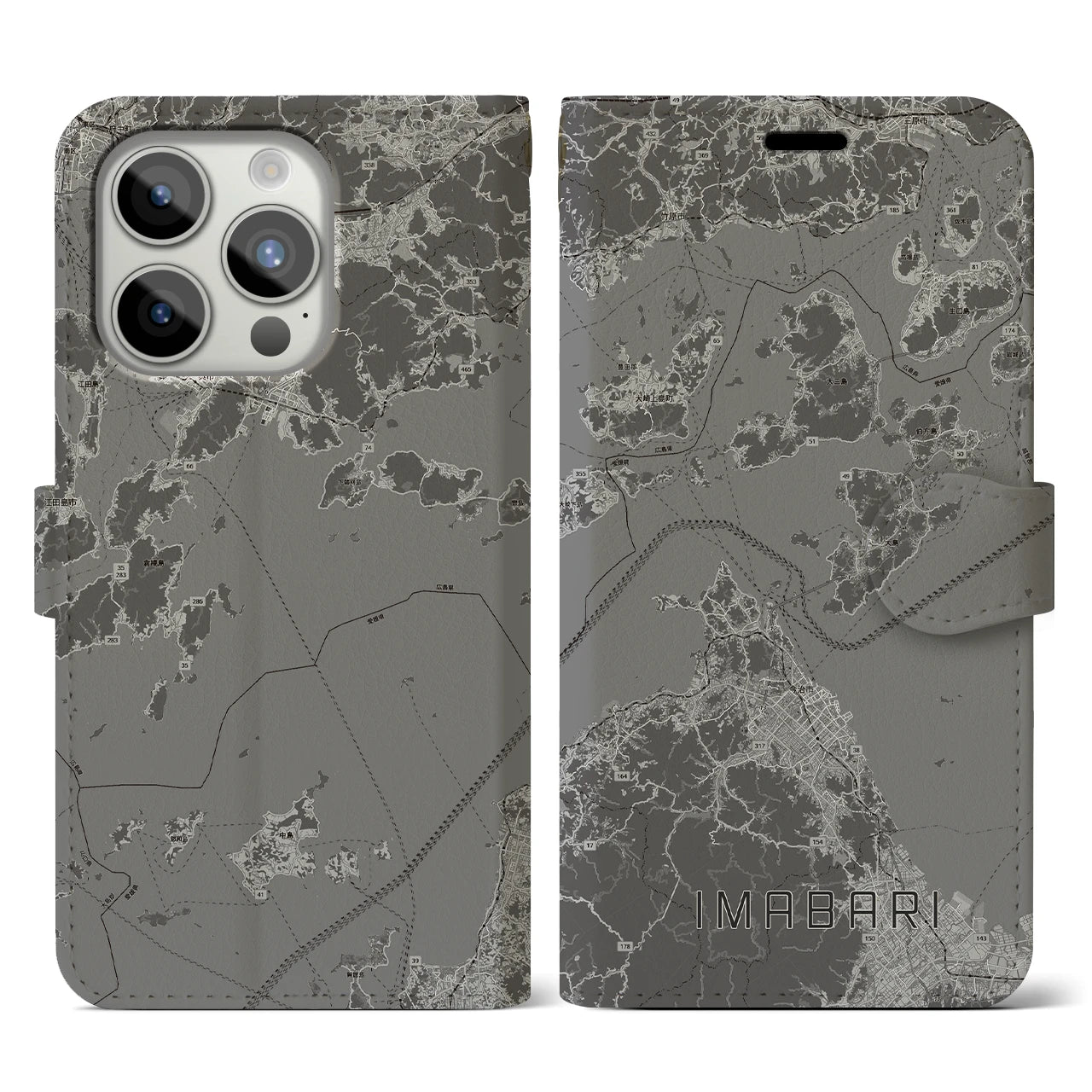 【今治3(愛媛県)】地図柄iPhoneケース(手帳タイプ)