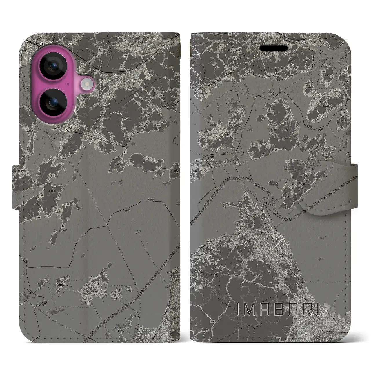 【今治3(愛媛県)】地図柄iPhoneケース(手帳タイプ)