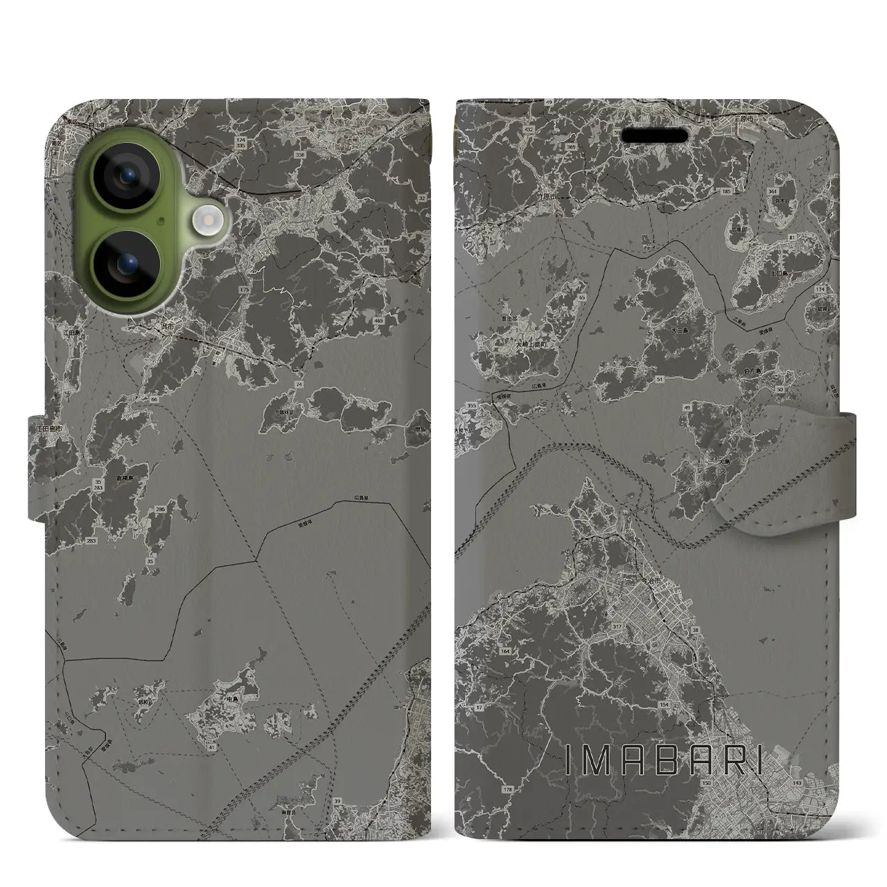 【今治3(愛媛県)】地図柄iPhoneケース(手帳タイプ)