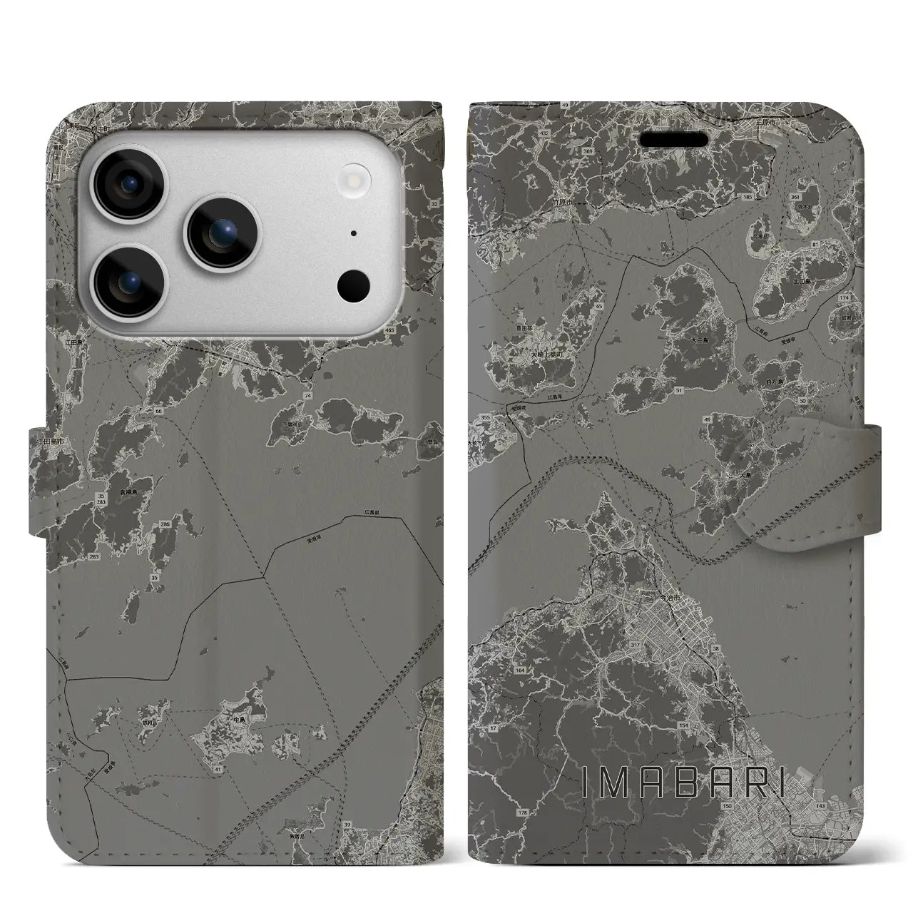 【今治3(愛媛県)】地図柄iPhoneケース(手帳タイプ)