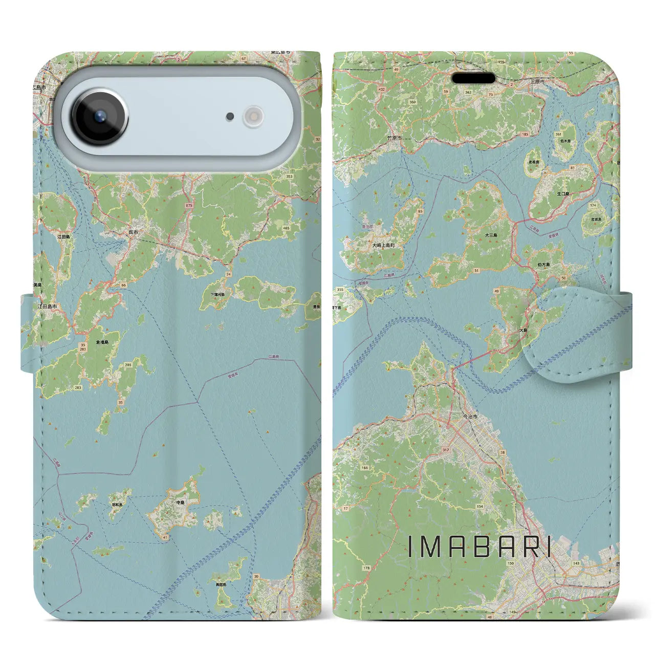 【今治3(愛媛県)】地図柄iPhoneケース(手帳タイプ)