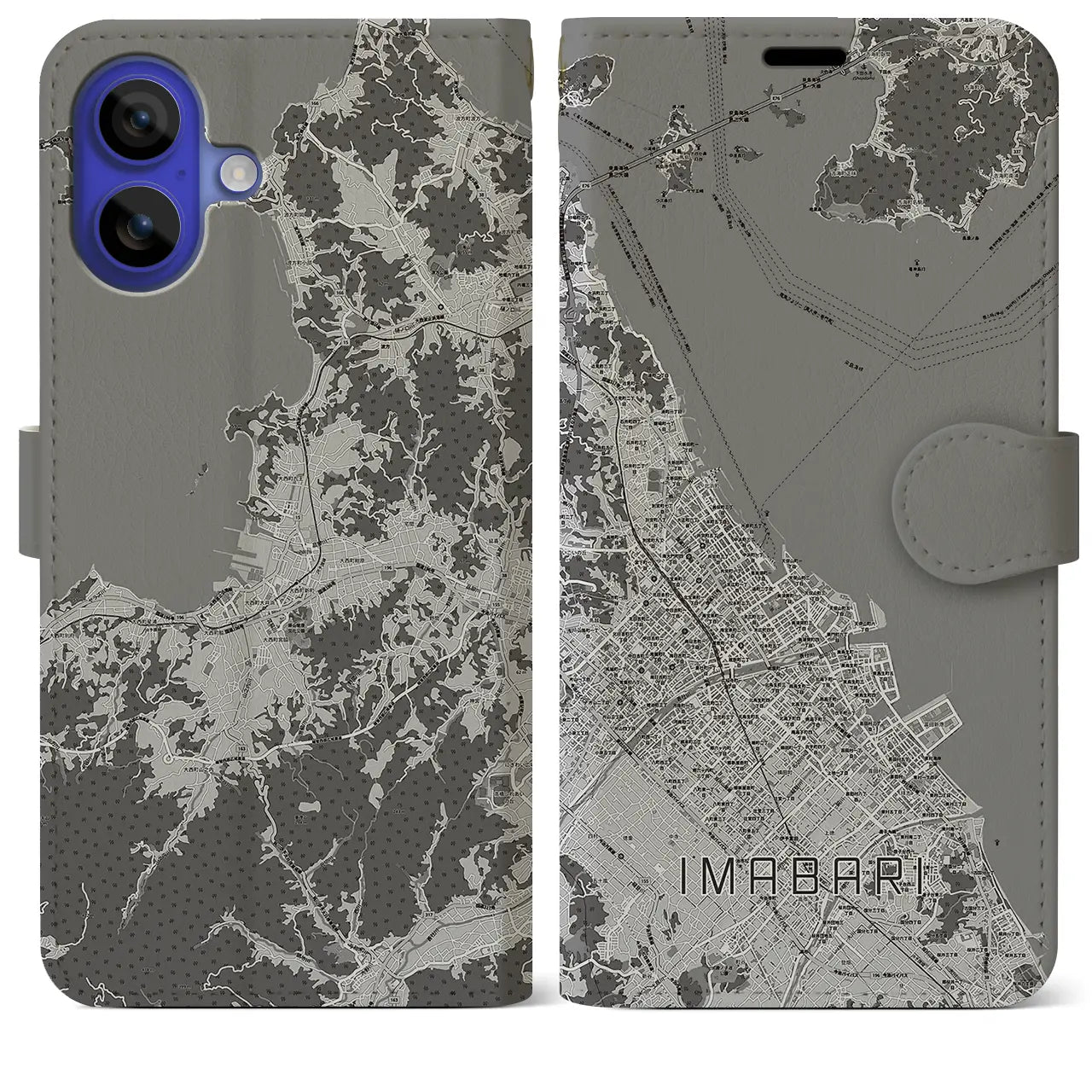 【今治(愛媛県)】地図柄iPhoneケース(手帳タイプ)