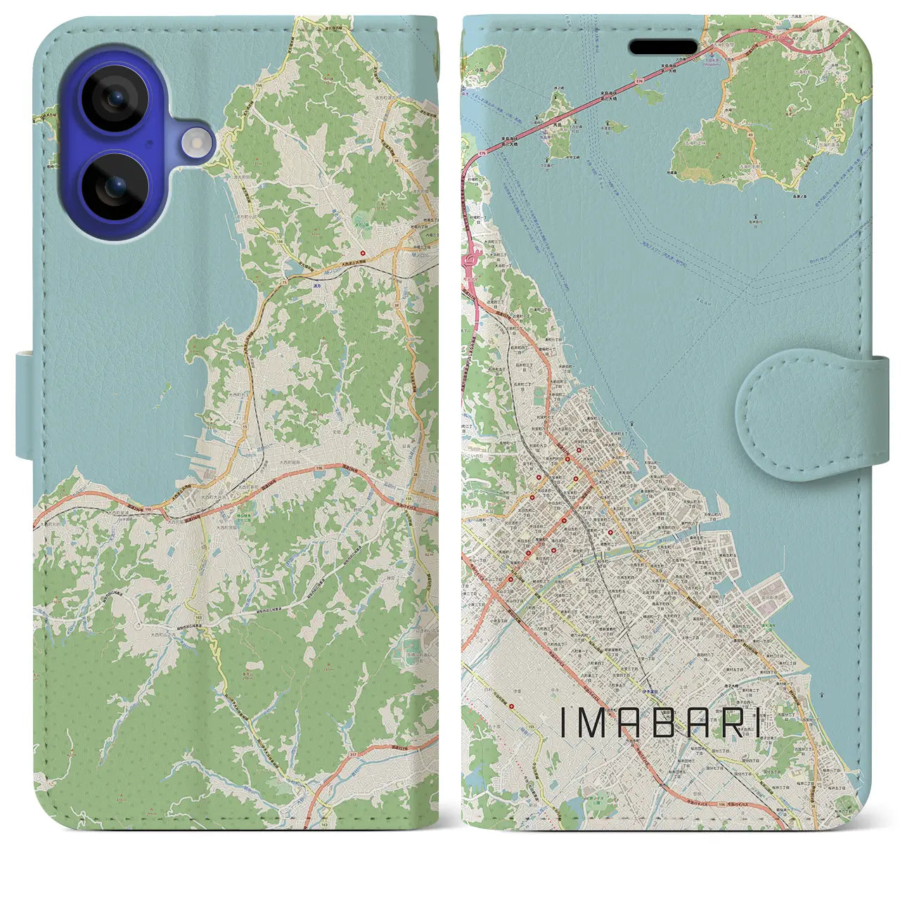 【今治(愛媛県)】地図柄iPhoneケース(手帳タイプ)ナチュラル・iPhone 16 Pro Max 用