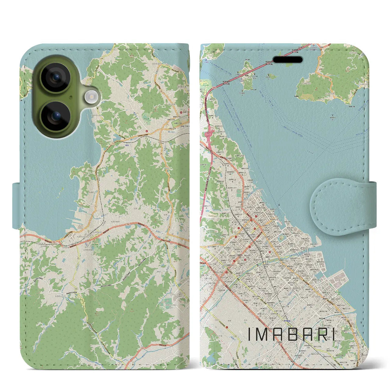 【今治(愛媛県)】地図柄iPhoneケース(手帳タイプ)