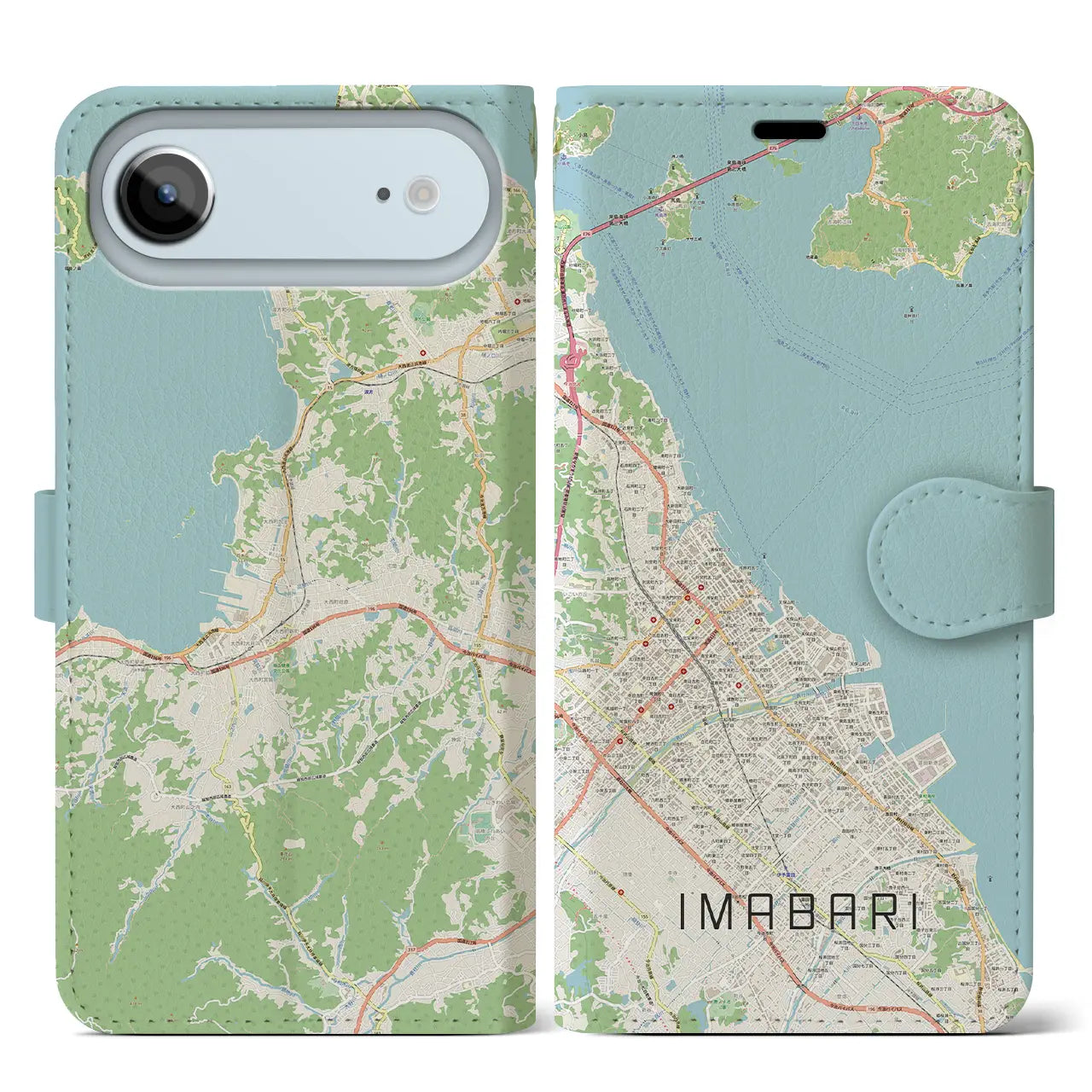 【今治(愛媛県)】地図柄iPhoneケース(手帳タイプ)ナチュラル・iPhone 17 Pro Max 用